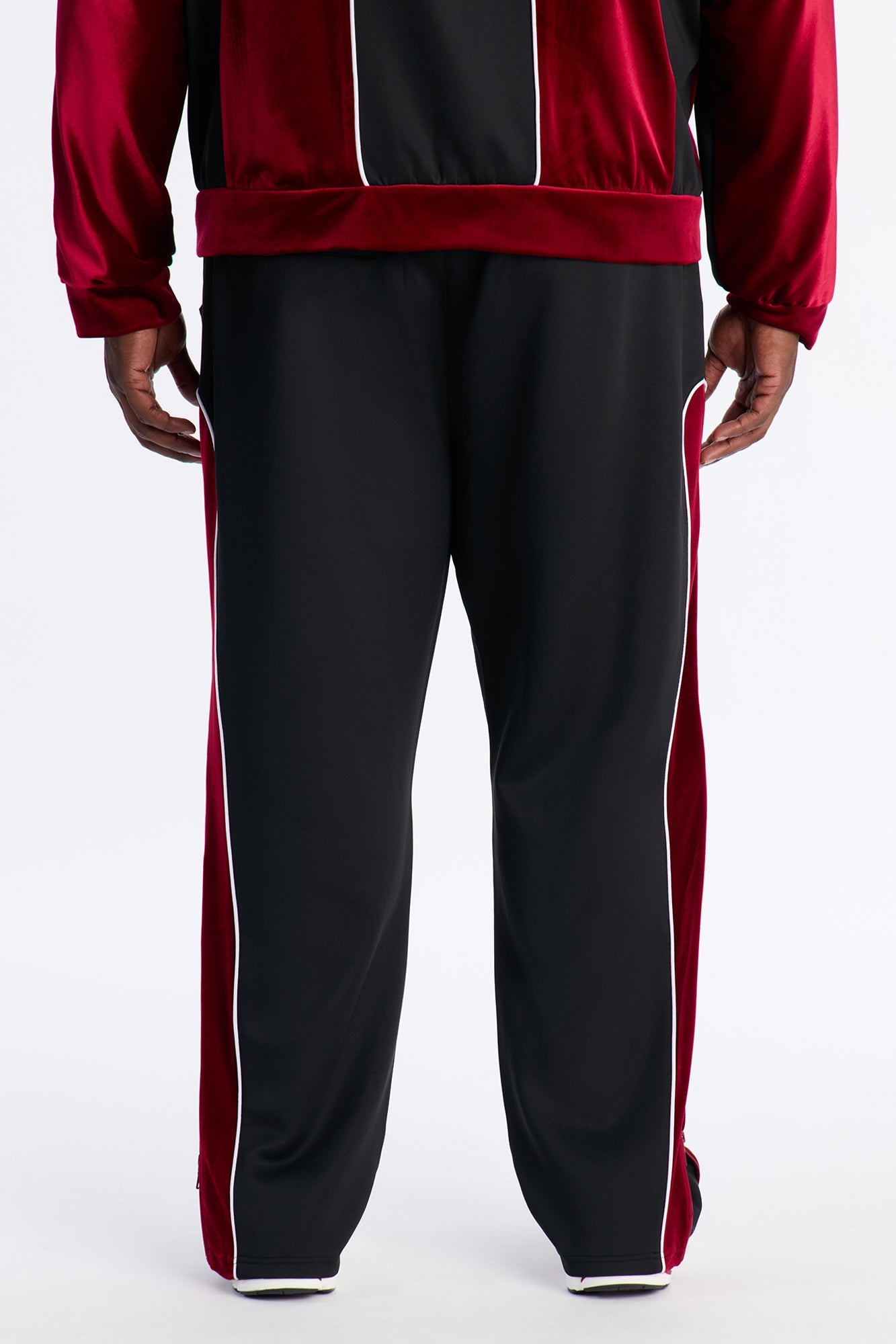 Slim Lexington Velour Side Track Pant - Burgundy Fashion Nova