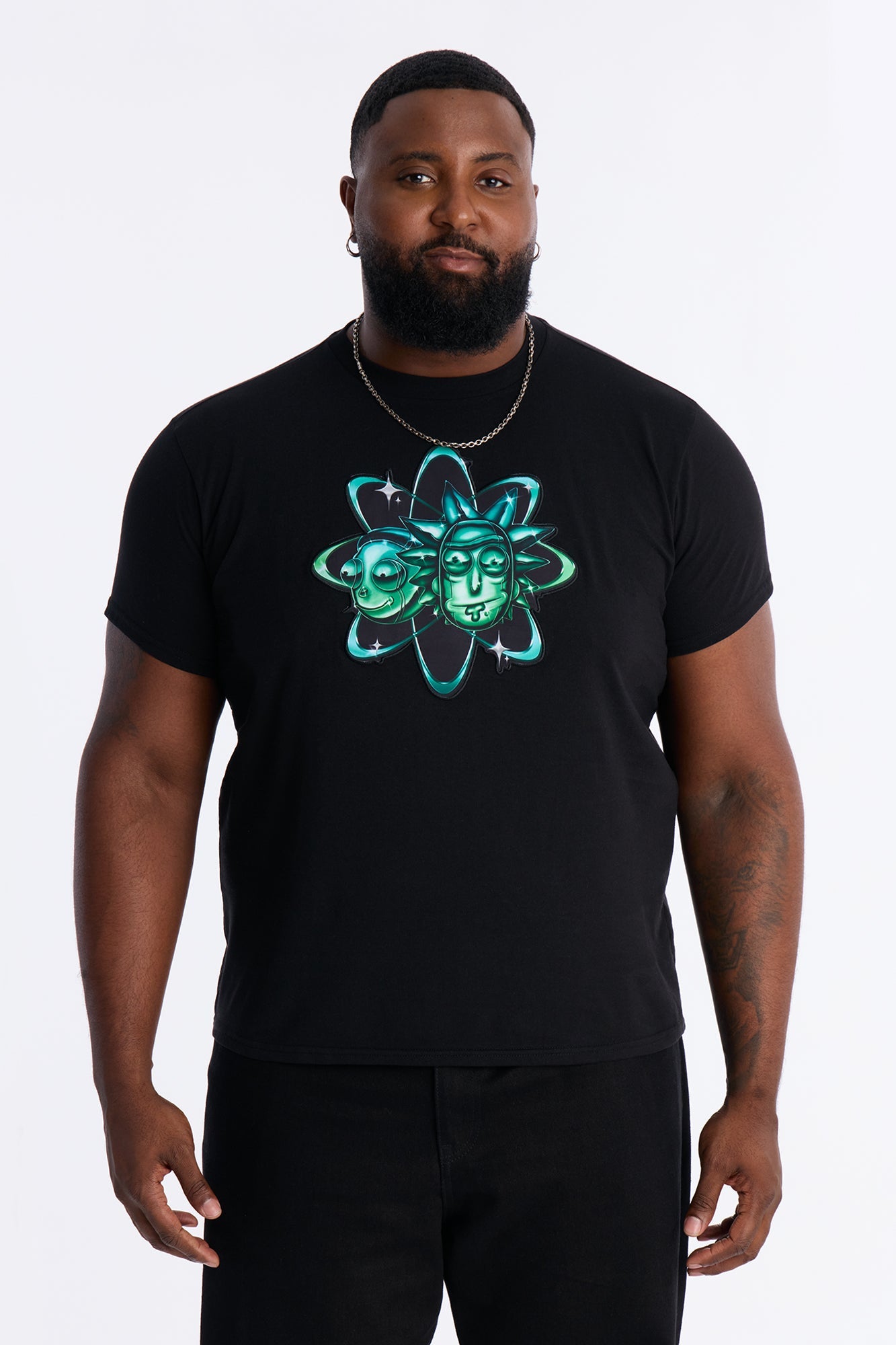 Rick And Morty Embroidered Short Sleeve Tee - Black Fashion Nova
