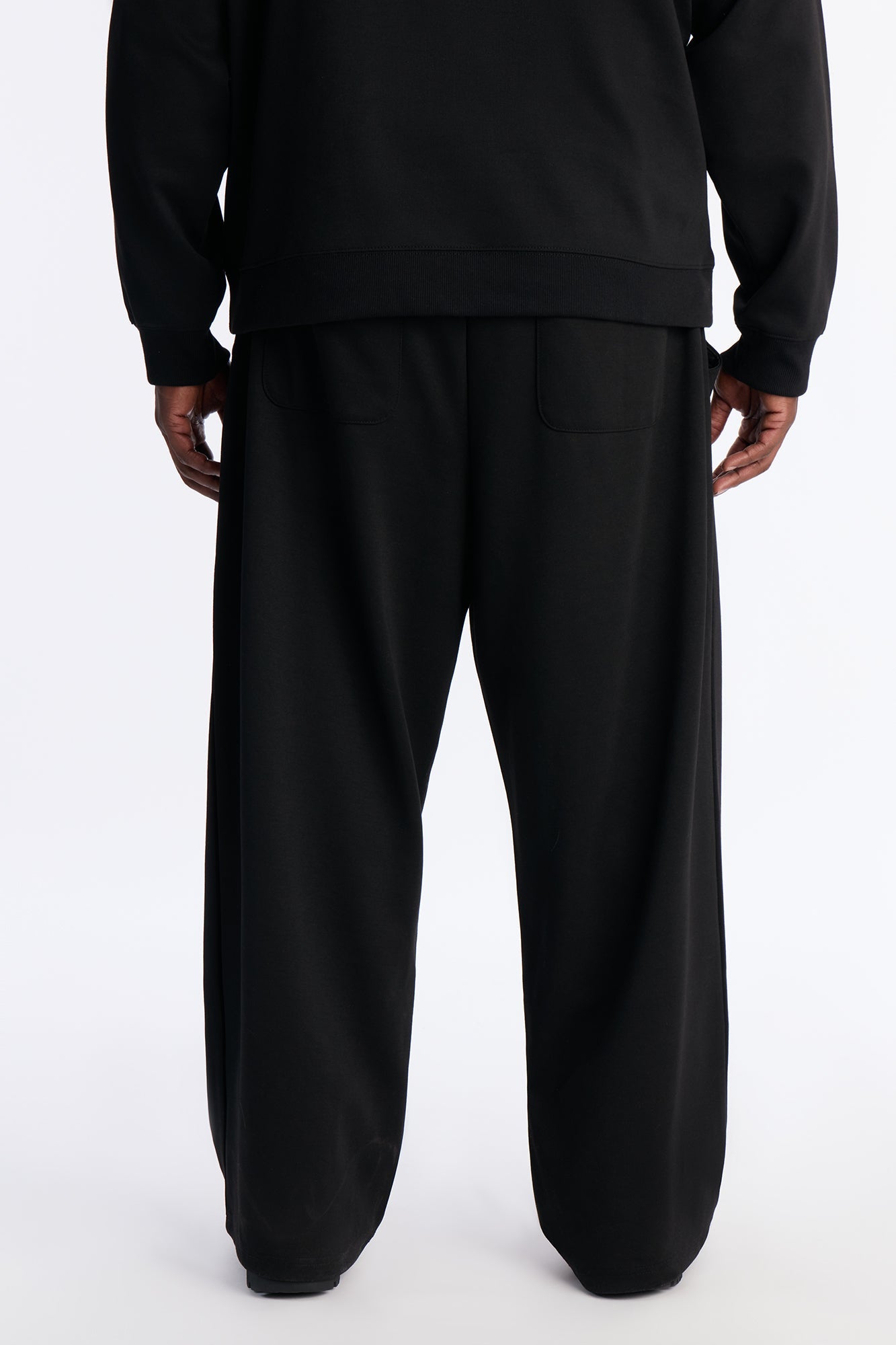 Structured Fleece Wide Leg Sweatpants - Black Fashion Nova