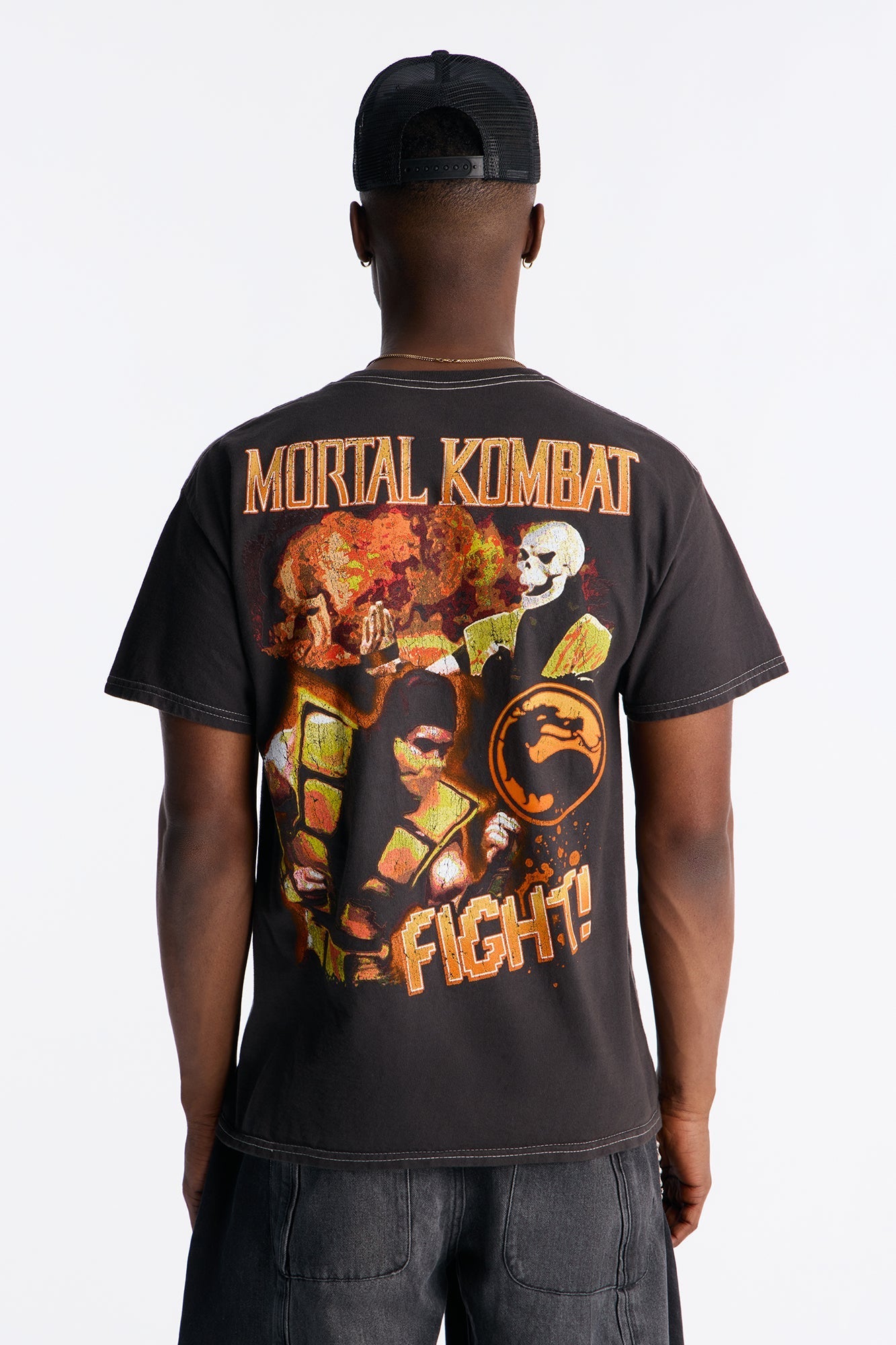 Mortal Kombat Scorpion FINISH HIM Short Sleeve Tee - Black Fashion Nova