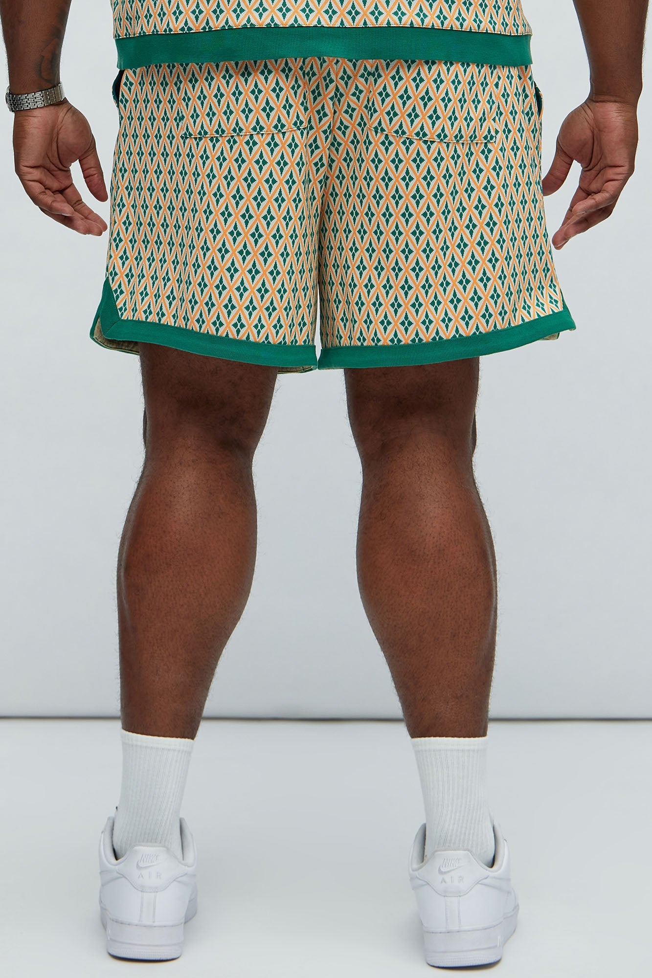 Rushmore Knit Warmup Shorts - Green/combo Fashion Nova