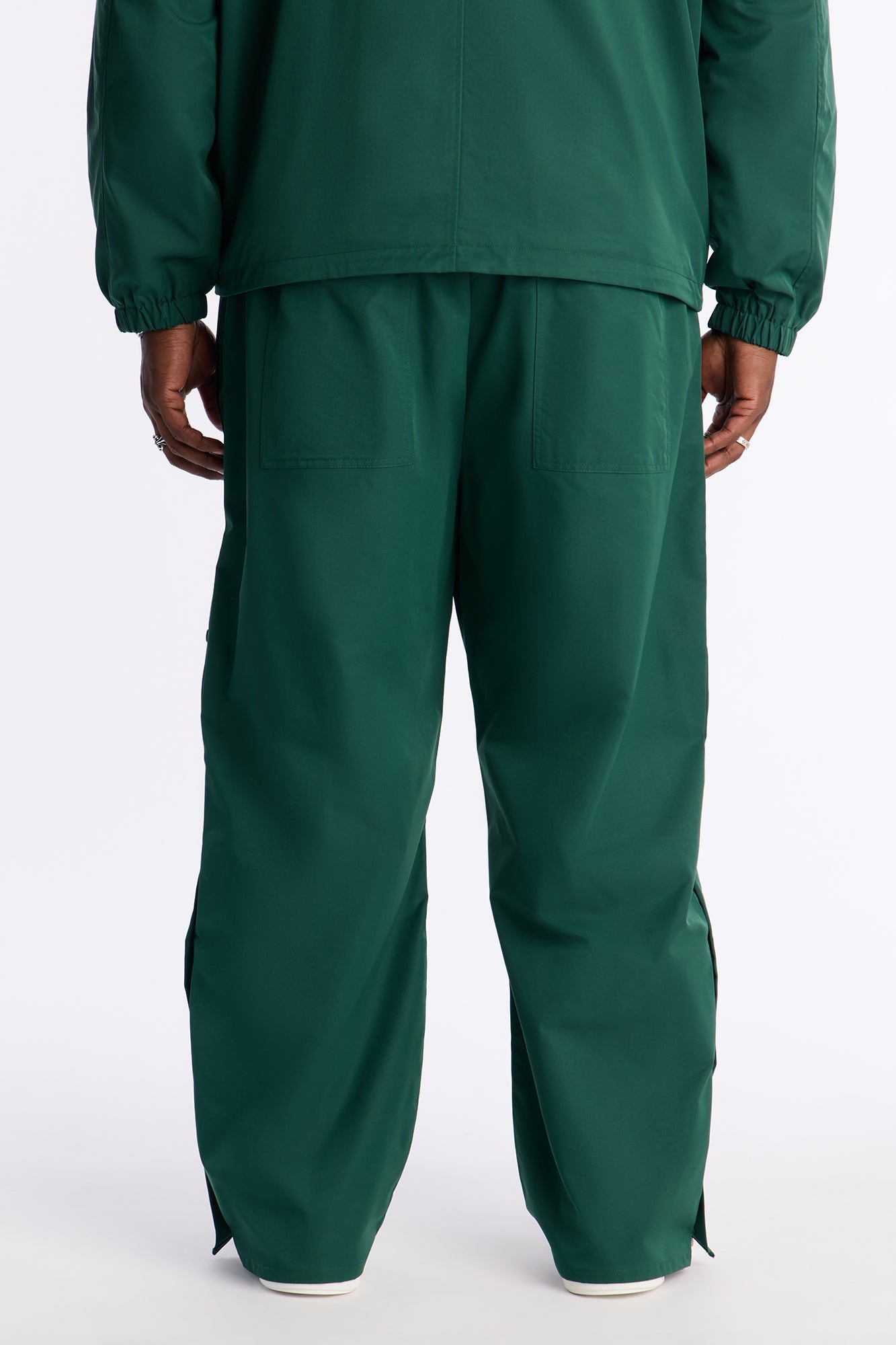 Straight Button Detailed Contrast Panel Pant - Green Fashion Nova