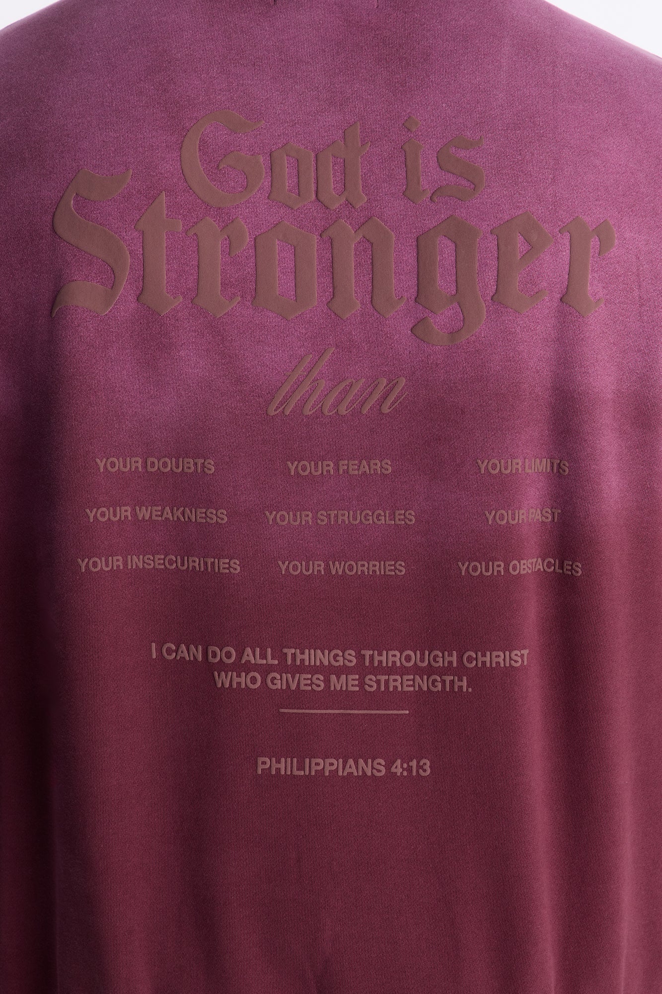 God Is Stronger Rhinestone Hoodie - Plum Fashion Nova