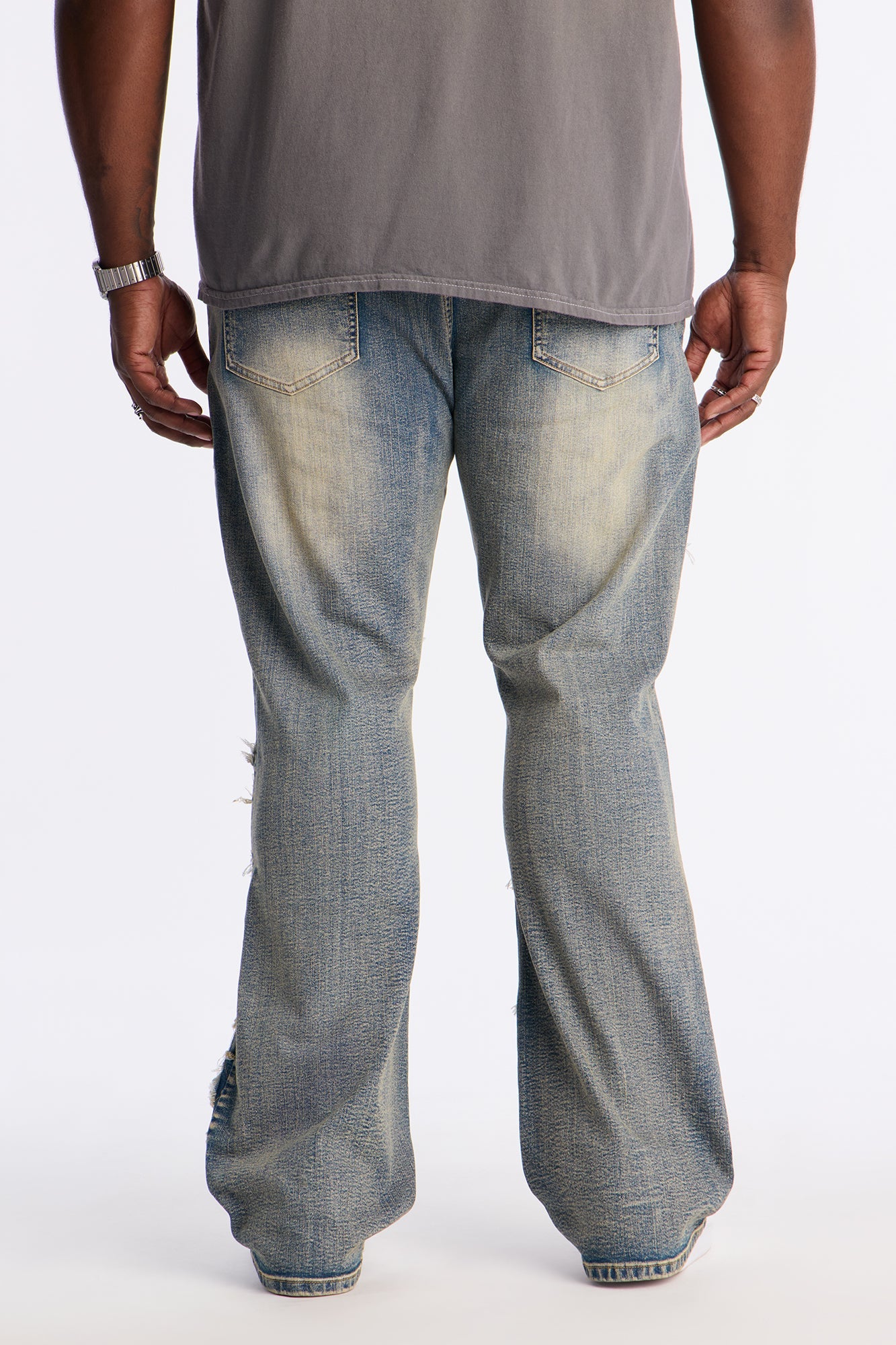 Stacked Slim Flare Fray Waves Jeans - Light Wash Fashion Nova