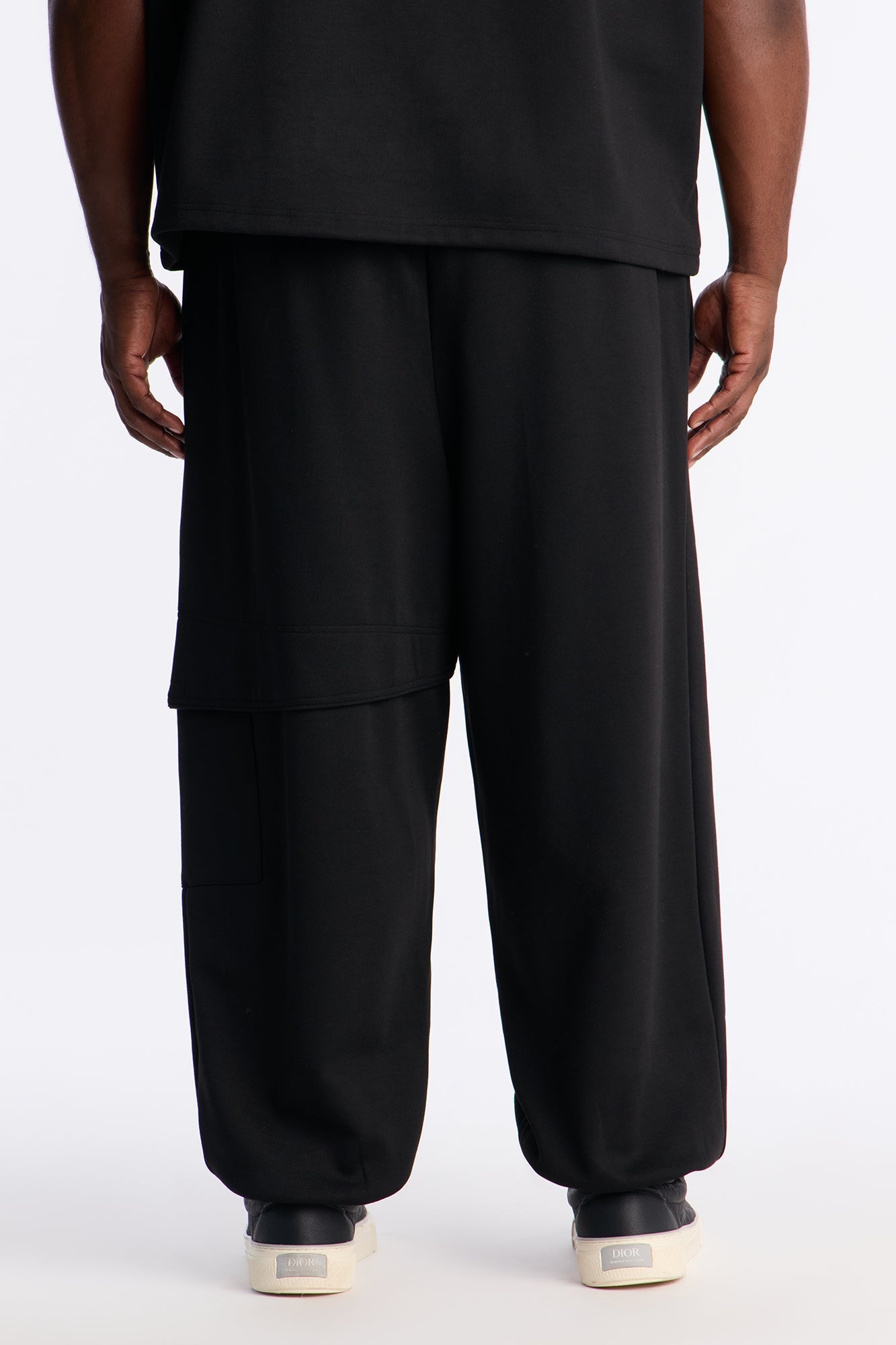 Structured Fleece Embossed Cargo Joggers - Black Fashion Nova