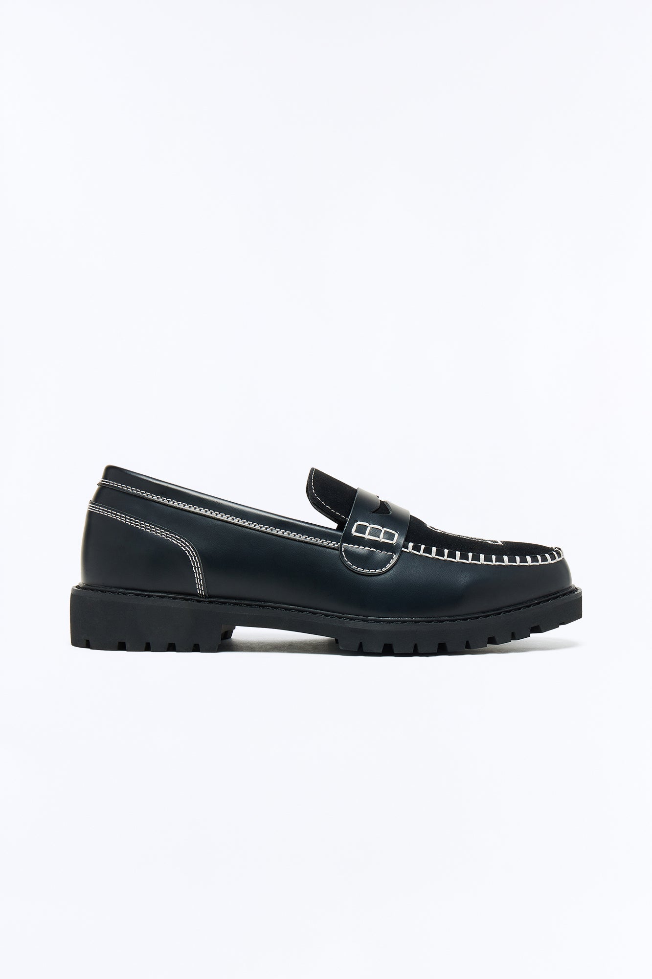 Varsity Patch Faux Leather Slip On Loafer - Black Fashion Nova