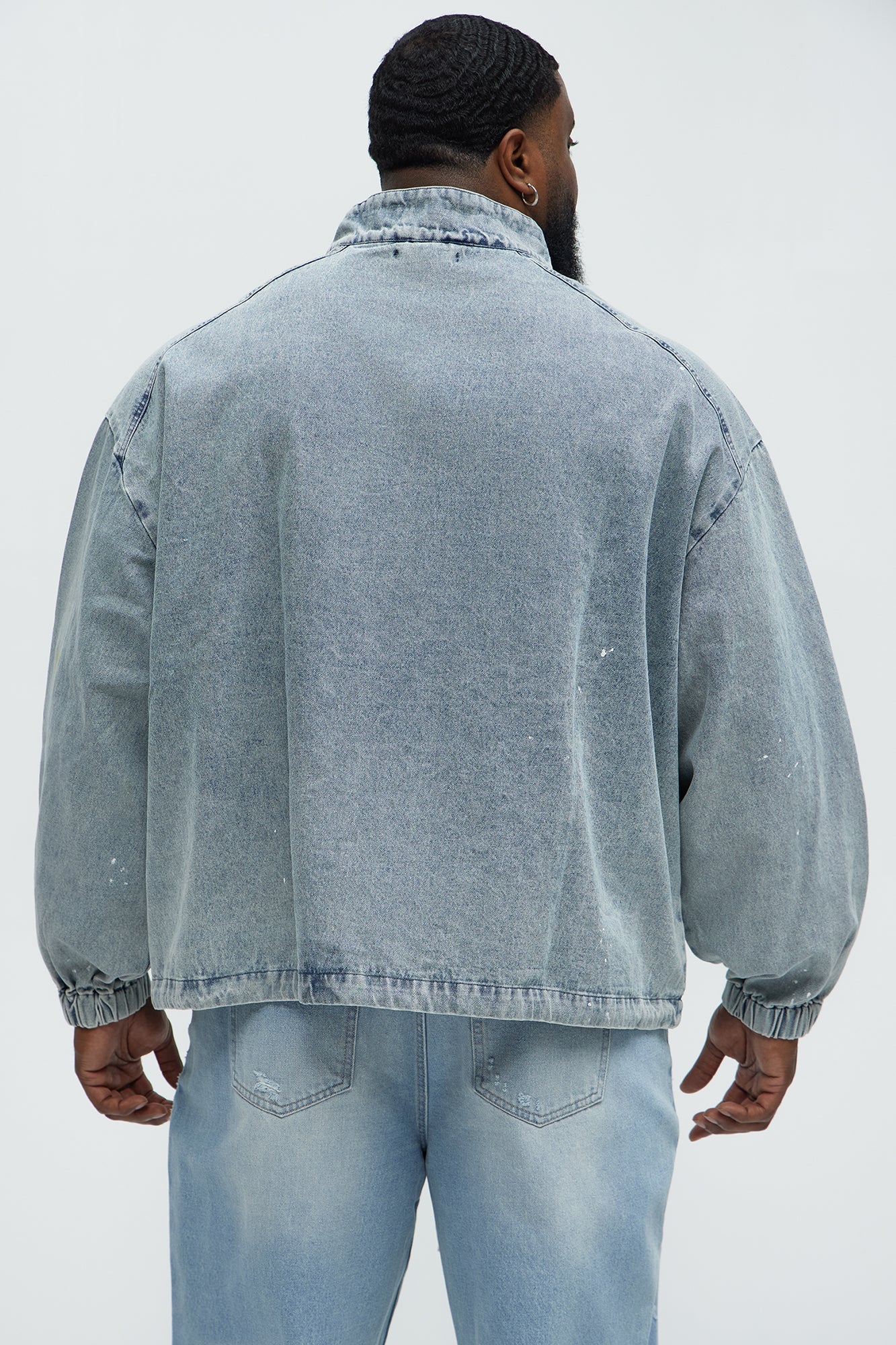 Distressed Denim Anorak Jacket - Light Wash Fashion Nova