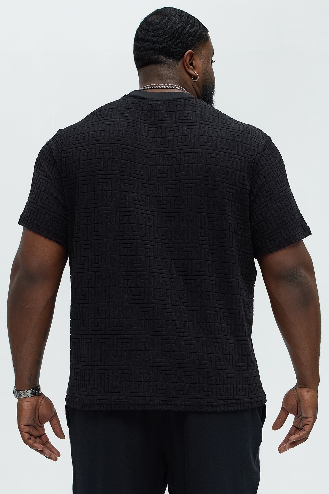 Geo Chenille Knit Crewneck Tee - Black Fashion Nova
