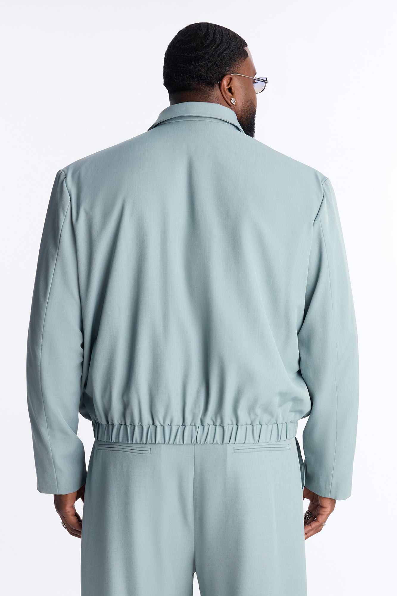 Cropped Strikeout Blazer Bomber Jacket - Blue Fashion Nova