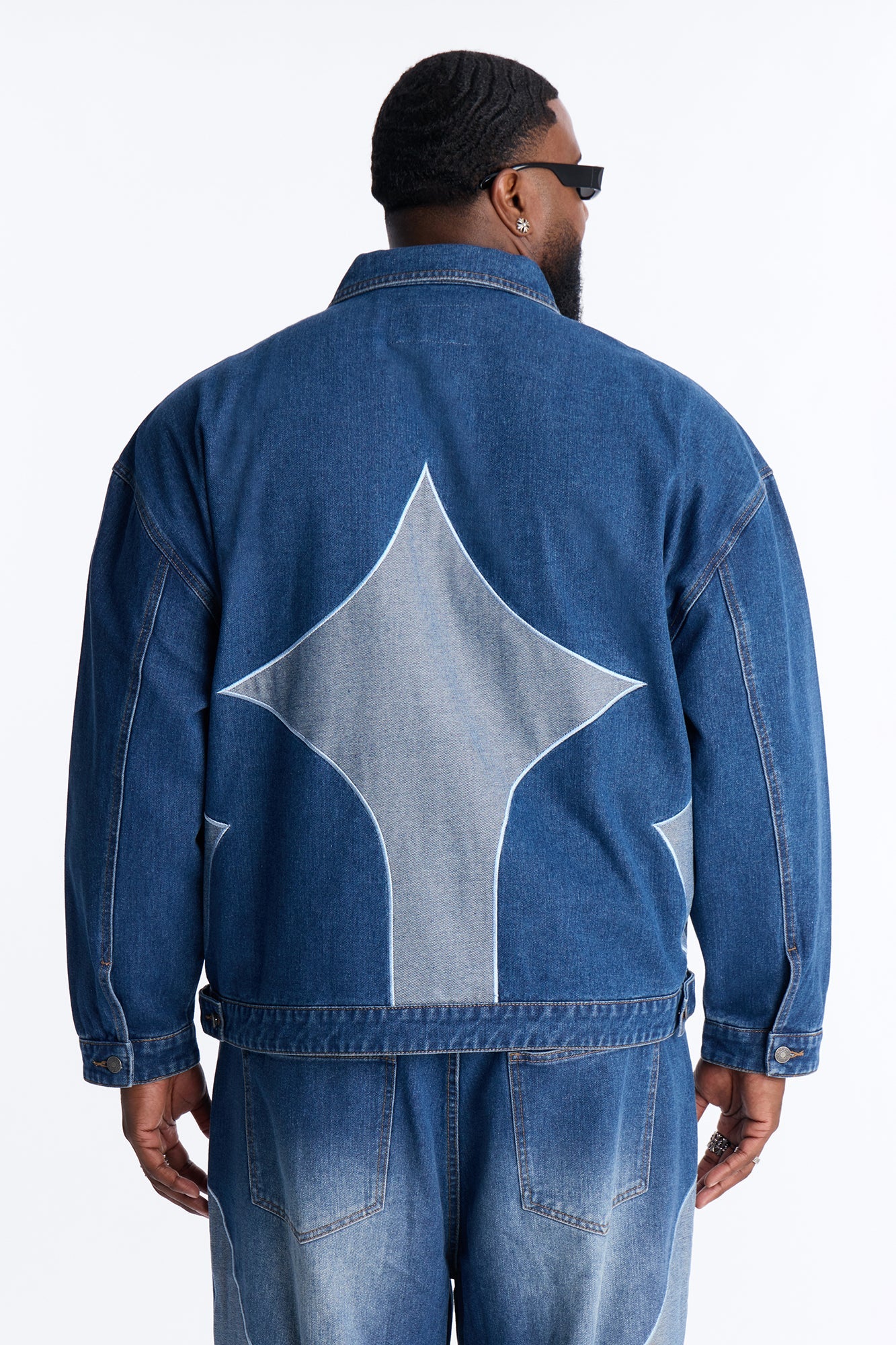 Cropped Crescent Denim Work Jacket - Medium Blue Wash Fashion Nova