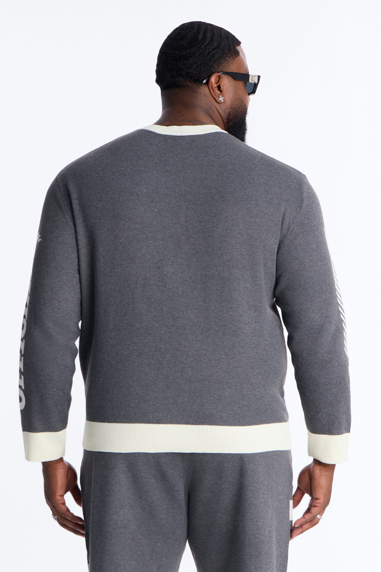 Retro Moto Stripe Sweater Shirt - Grey Fashion Nova