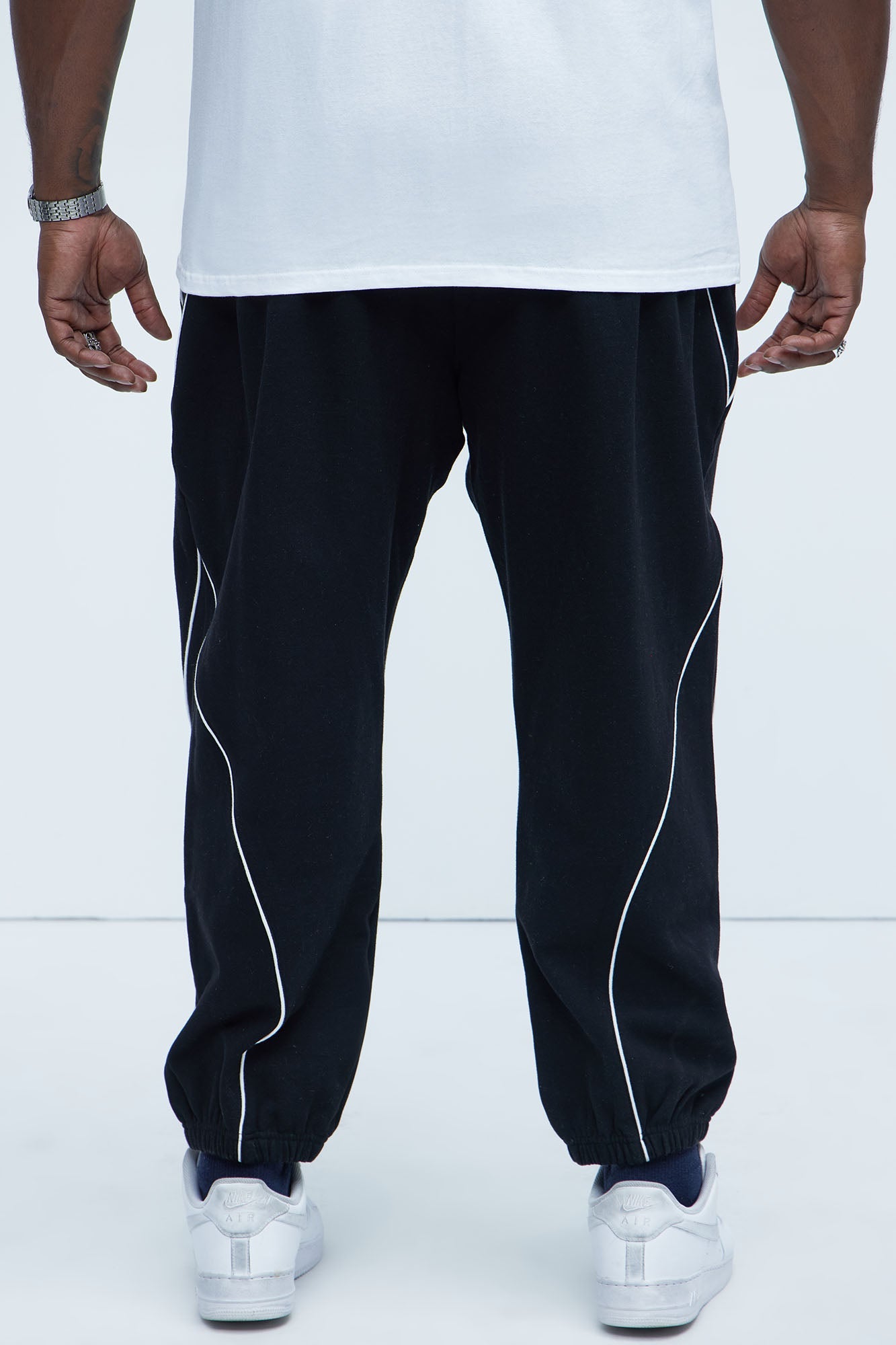 Tyson Piping Relaxed Jogger - Black Fashion Nova