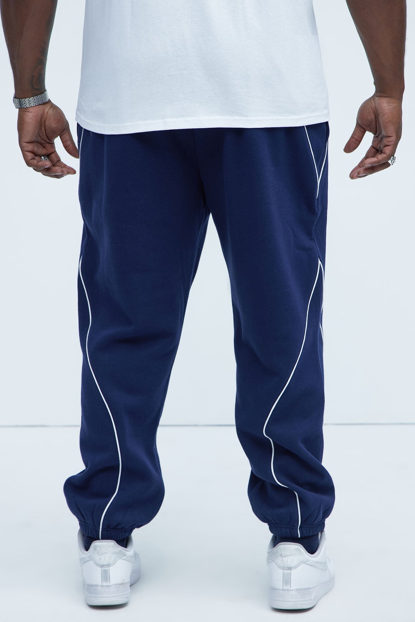 Tyson Piping Relaxed Jogger - Navy Fashion Nova