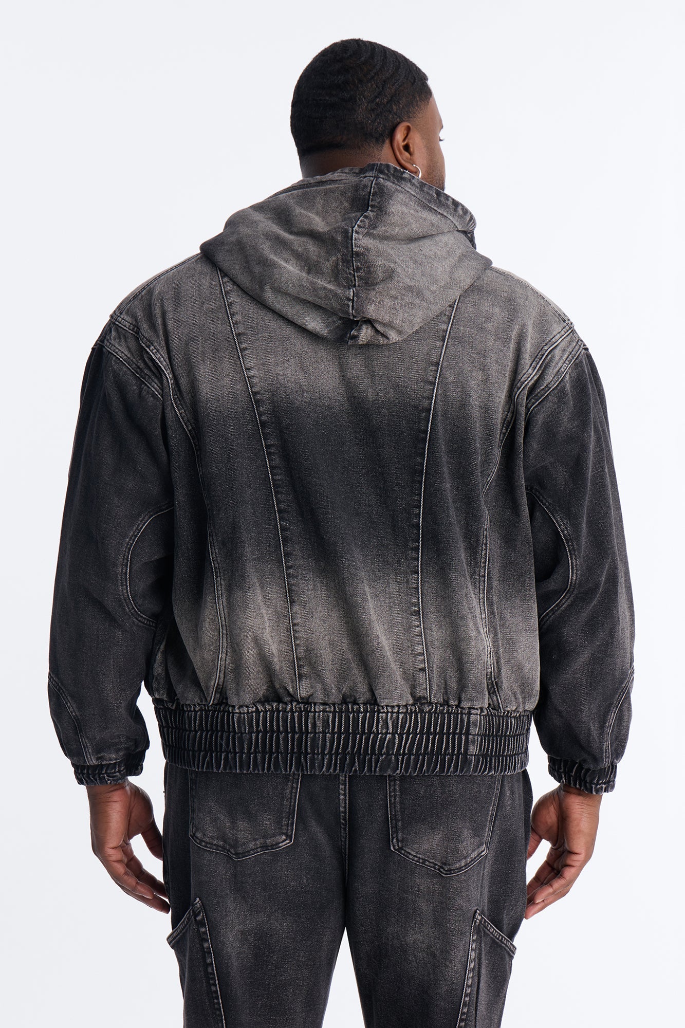 Panel Feeling It Denim Bomber Jacket - Black Wash Fashion Nova