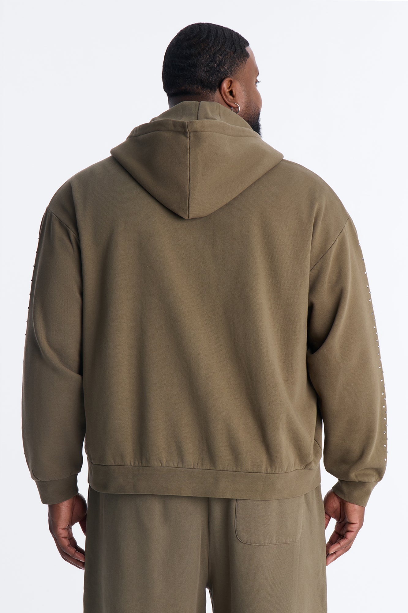 Tribal Rhinestone Zip Hoodie - Olive Fashion Nova