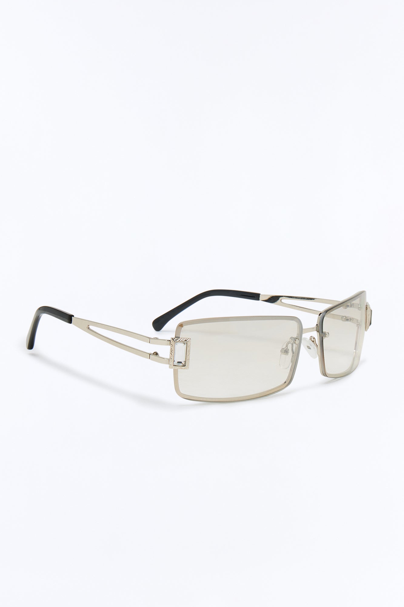 Gridlock Steel Square Sunglasses - Silver Fashion Nova