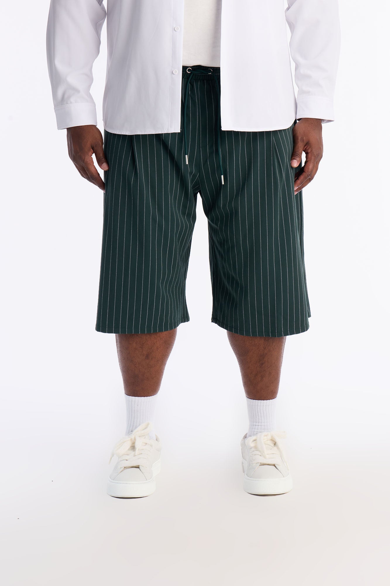 Baggy Straight Striped Soho Refined Short - Hunter Green Fashion Nova