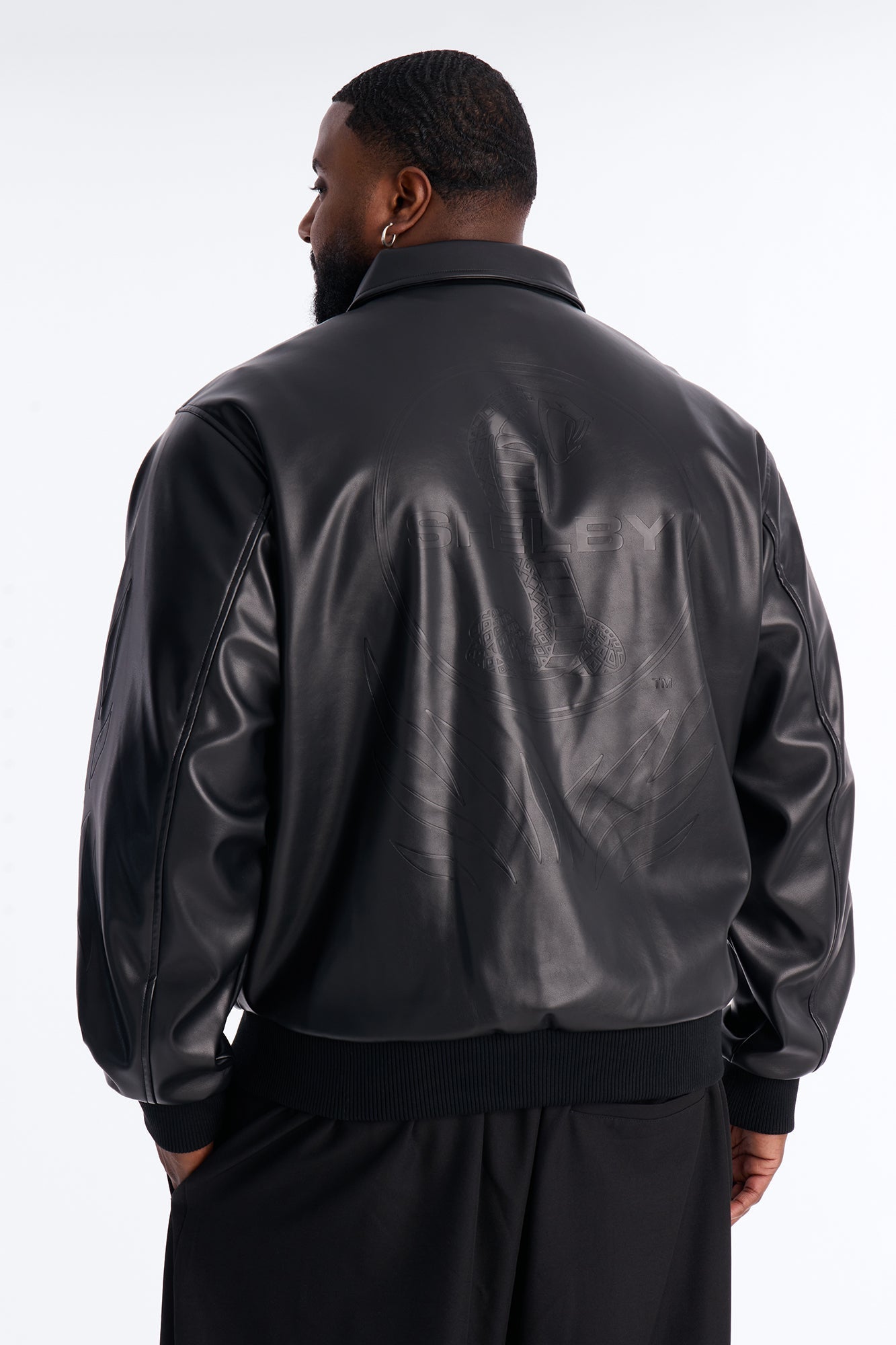 Shelby Racing Embossed Faux Leather Jacket - Black Fashion Nova
