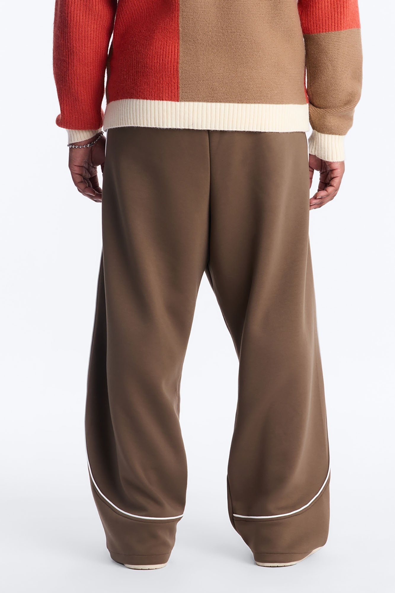 Straight Structured Fleece Piped Pant - Brown Fashion Nova