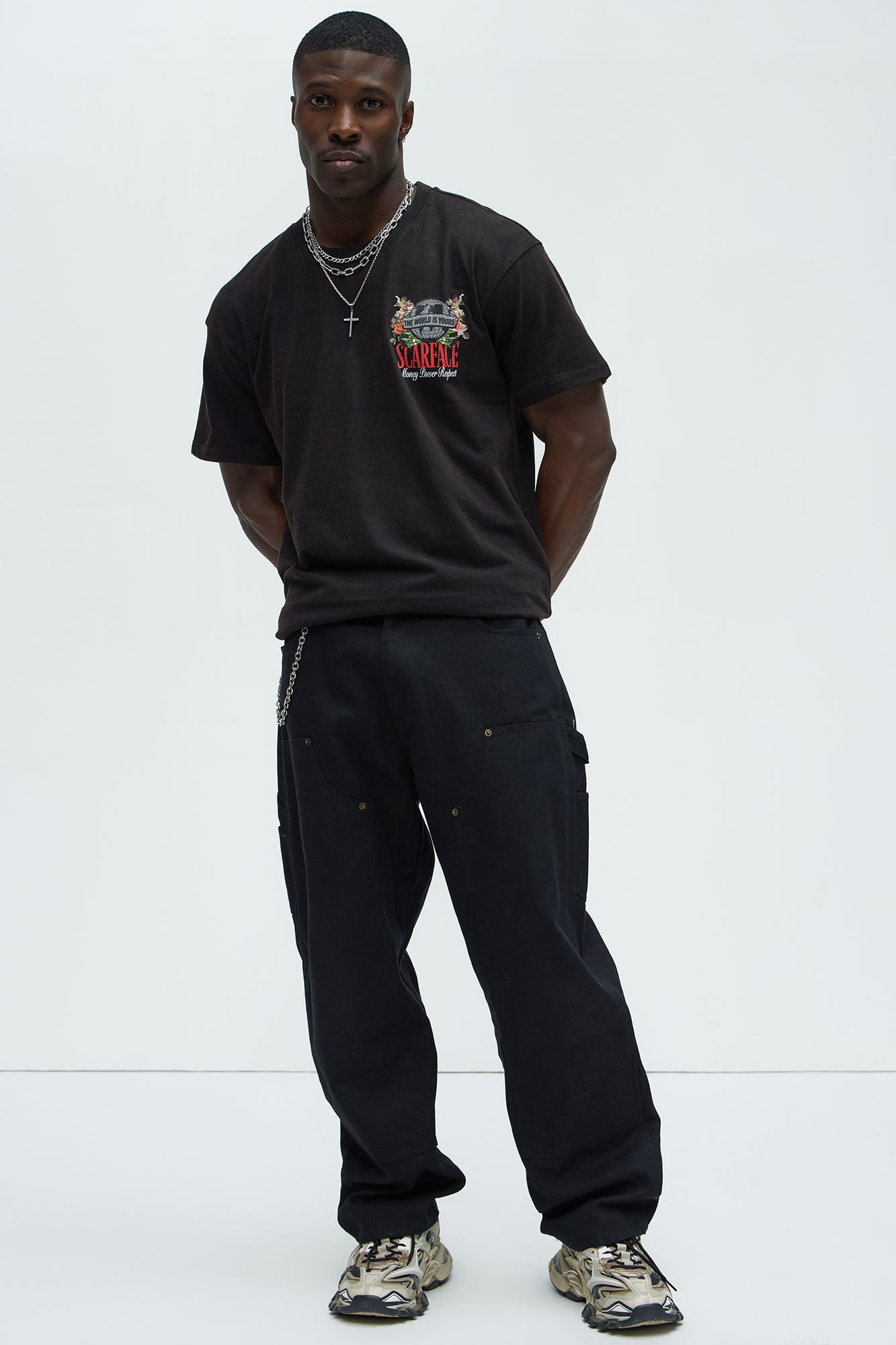 Scarface Hustle Motto Oversized Short Sleeve Tee - Black Fashion Nova