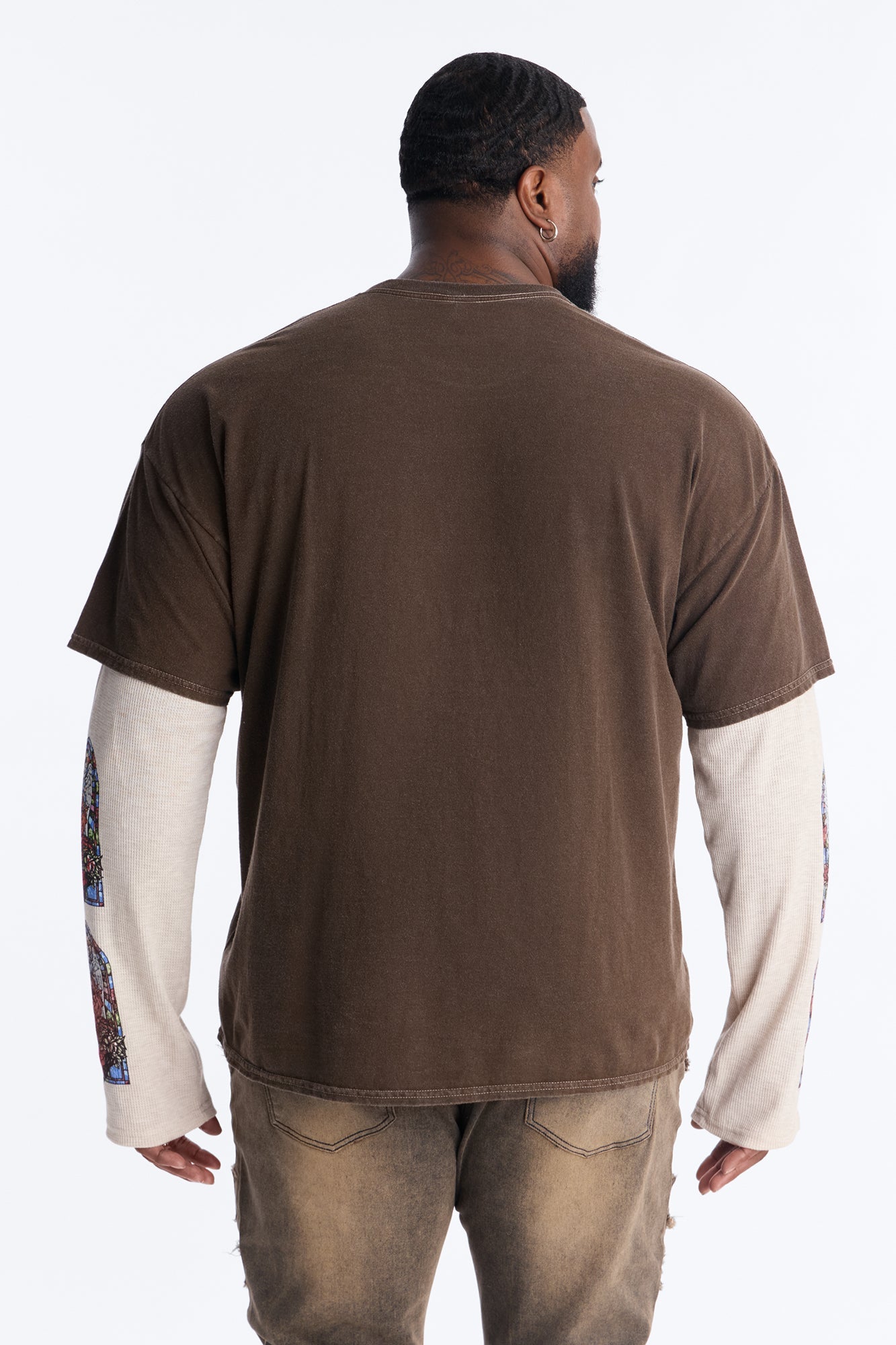 Divine Protection 2fer Long Sleeve Tee - Chocolate Fashion Nova