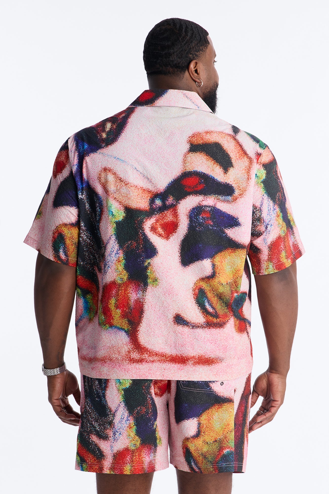 Relaxed Euphoric Blur Seersucker Cuban Button Up Shirt - Multi Color Fashion Nova