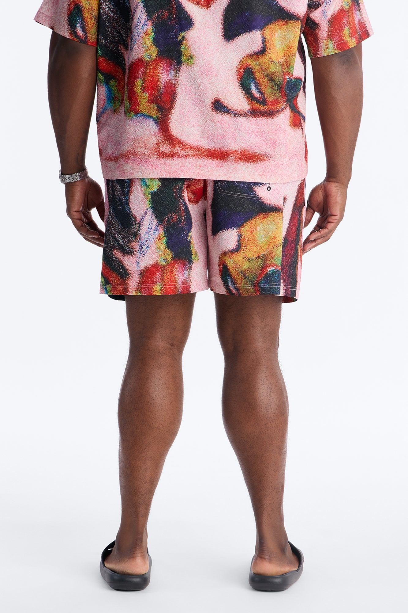 Euphoric Blur Seersucker Swim Trunk 6″ - Multi Color Fashion Nova