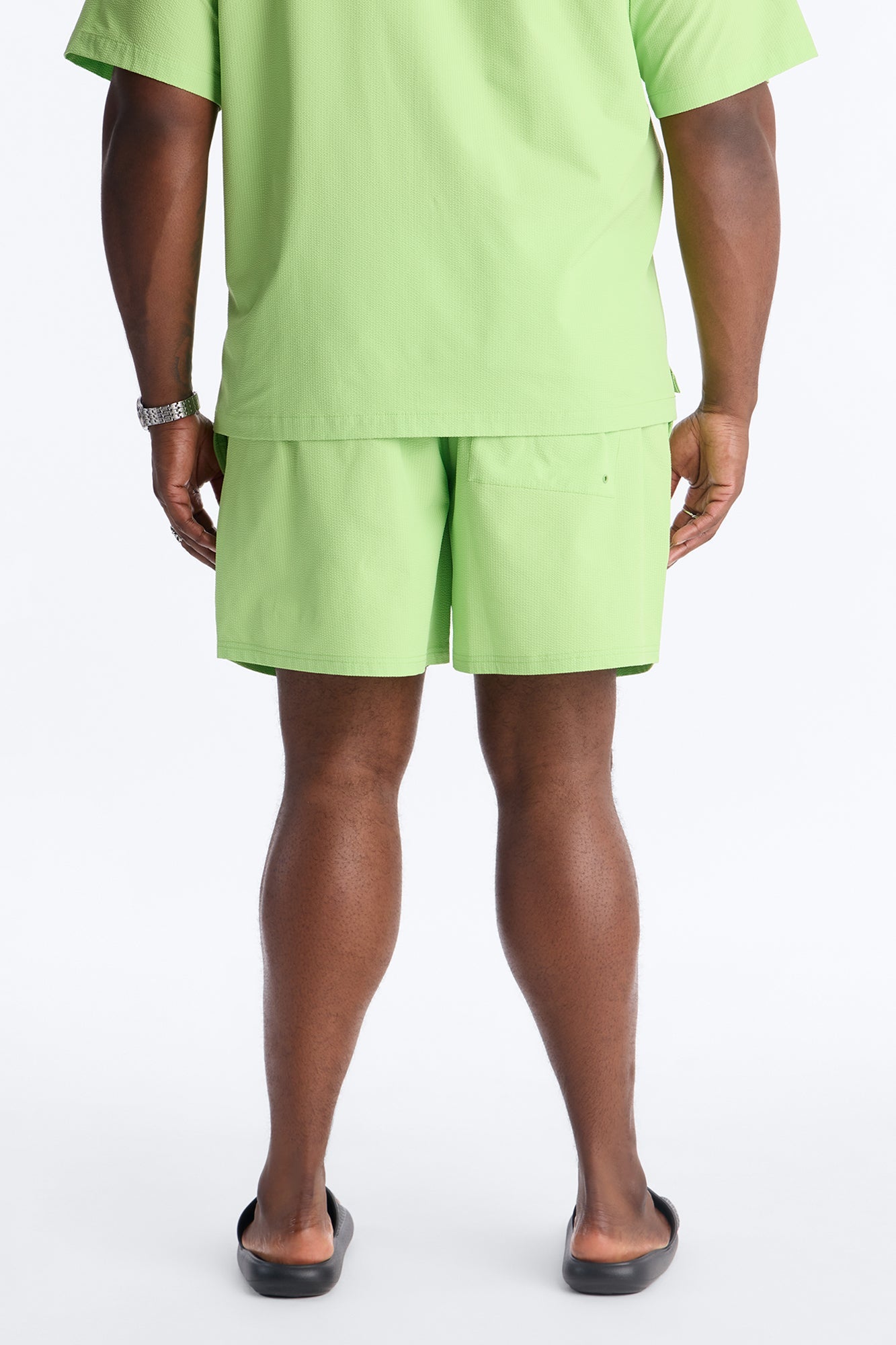 Seersucker Swim Trunk 6″ - Lime Fashion Nova