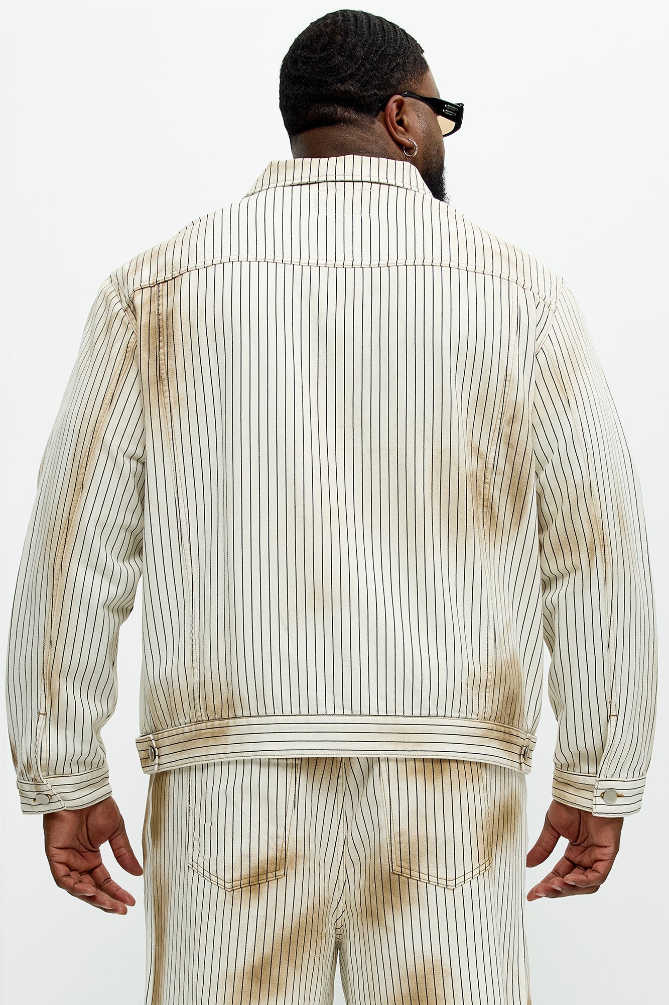 Byron Striped Vintage Trucker Jacket - Cream/combo Fashion Nova
