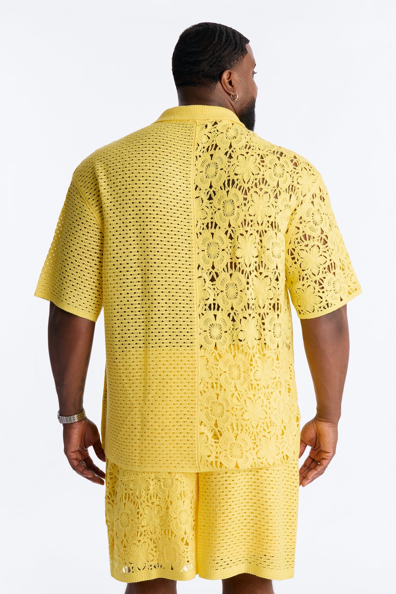 Relaxed Kyros Crochet Button Up Shirt - Yellow Fashion Nova