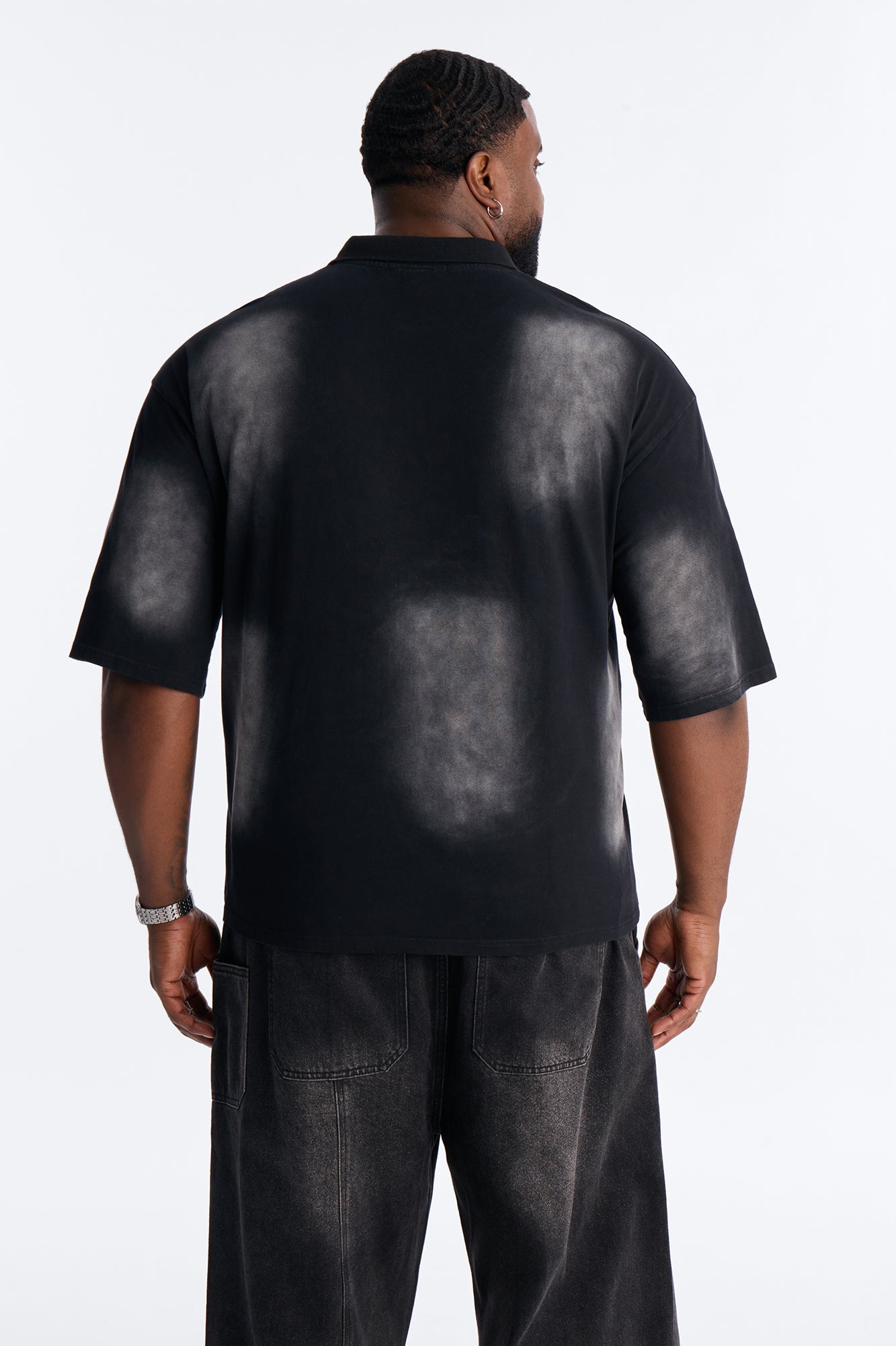 Stars And Saints illusion Short Sleeve Knit Polo - Black Fashion Nova