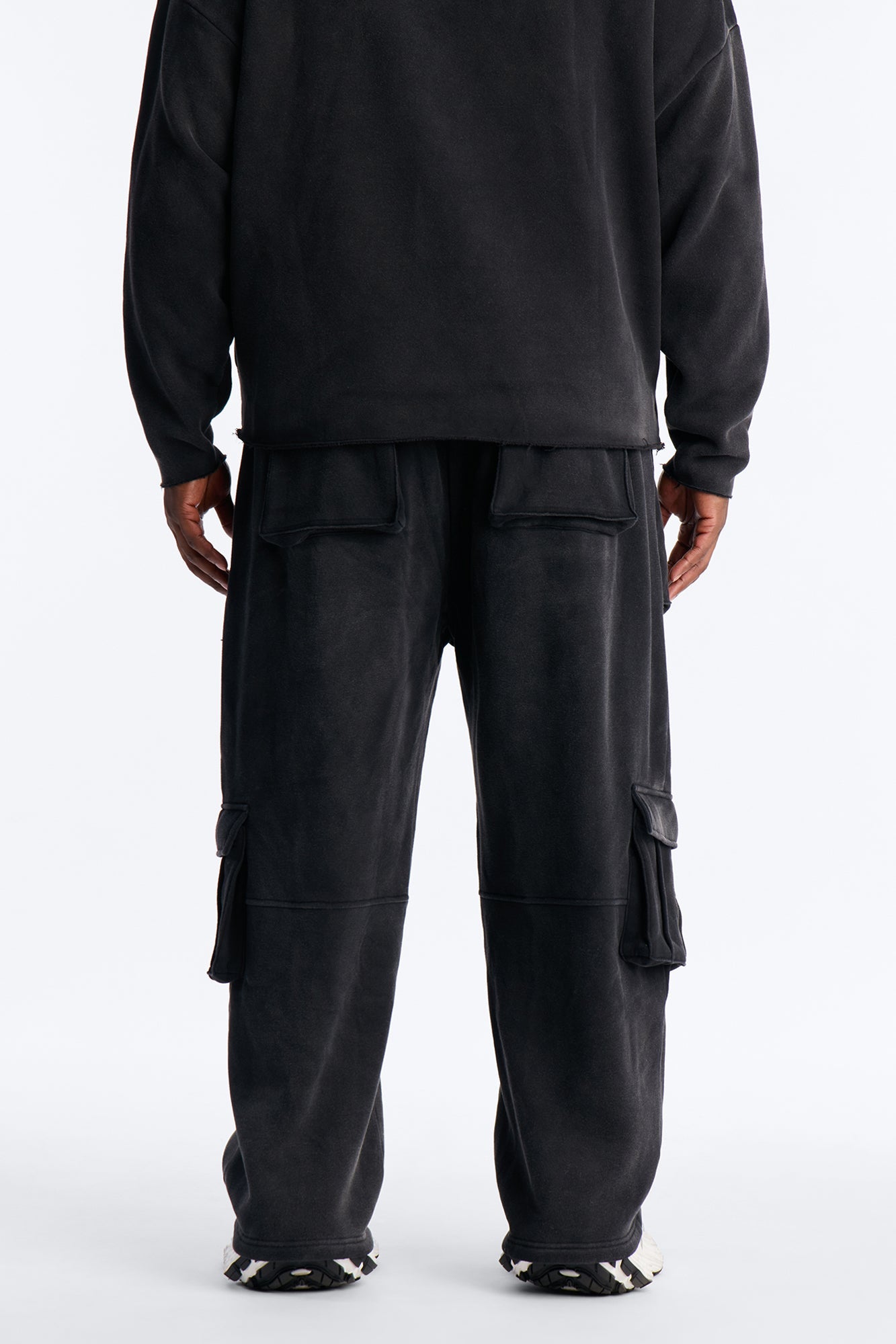 Baggy Cargo Drip Washed Sweatpants - Black Wash Fashion Nova