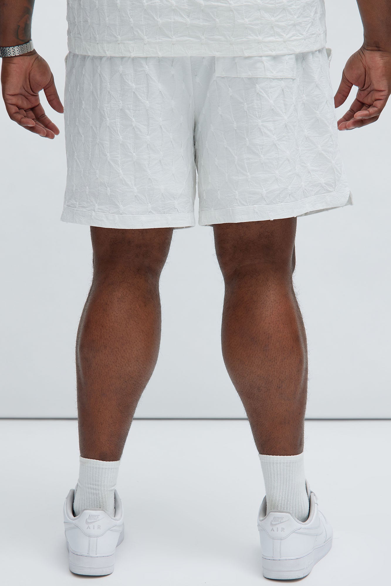 Atticus Textured Warmup Shorts - White Fashion Nova