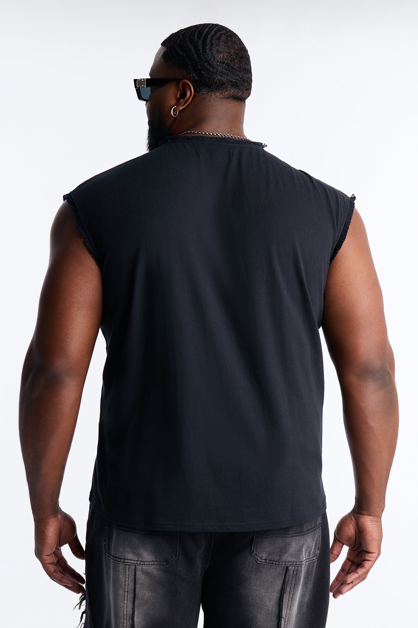Relaxed Raw Edge Muscle Tee - Black Fashion Nova