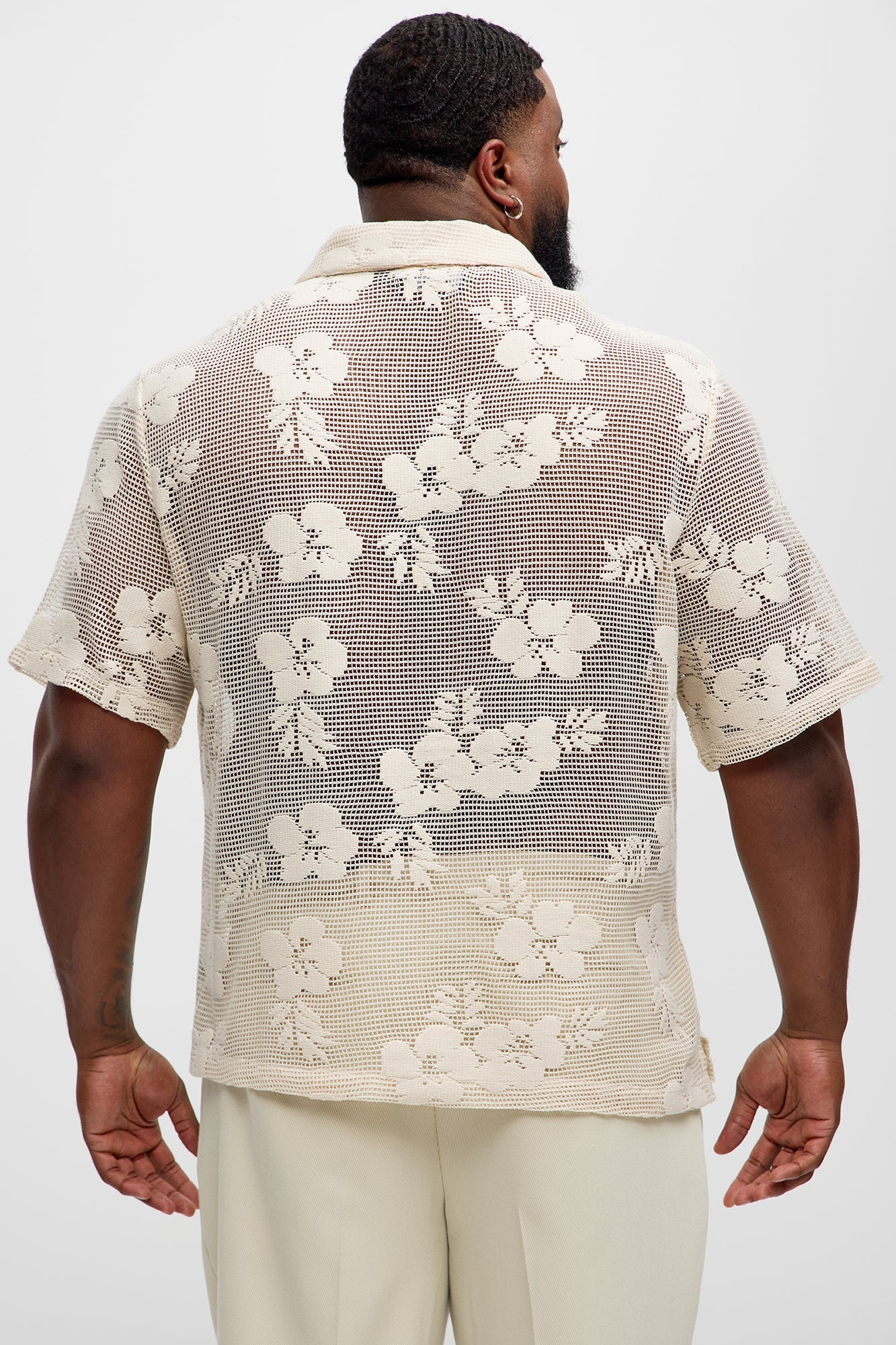Carver Open Knit Crochet Cuban Shirt - Cream Fashion Nova