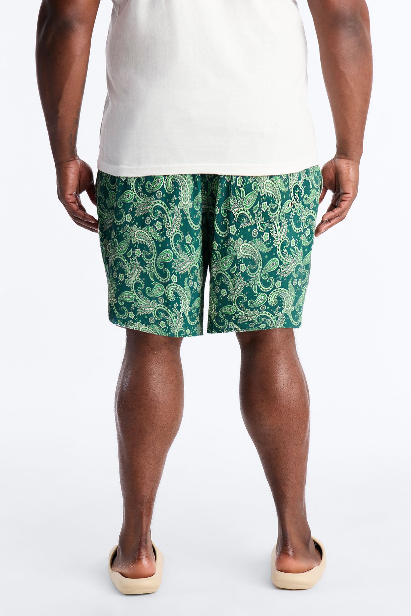 Paisley Elevated Printed Swim Trunk 7″ - Green Fashion Nova