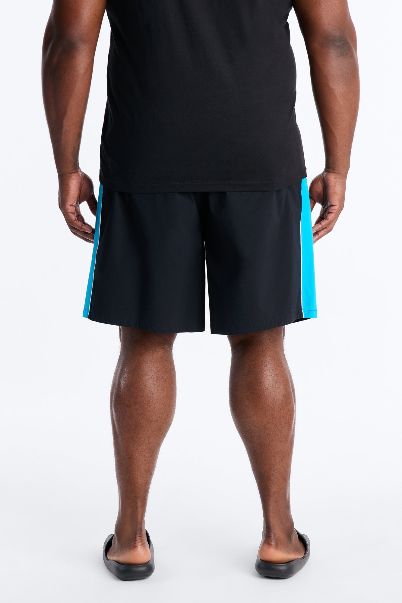 Everyday Stretch Paneled Boardshorts 9″ - Black/Blue Fashion Nova