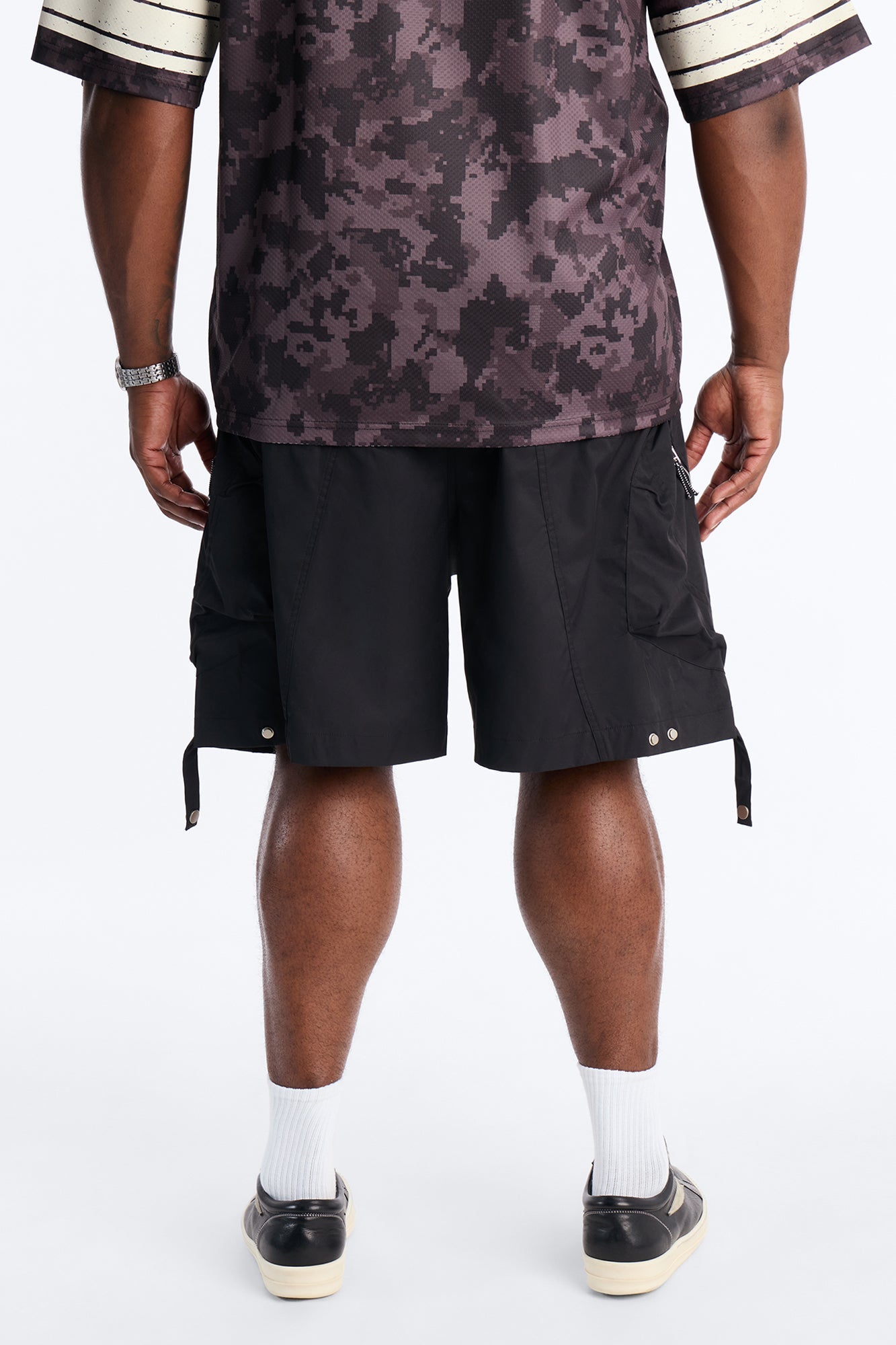 Relaxed Pearson Gates Multi Straps Utility Short - Black Fashion Nova