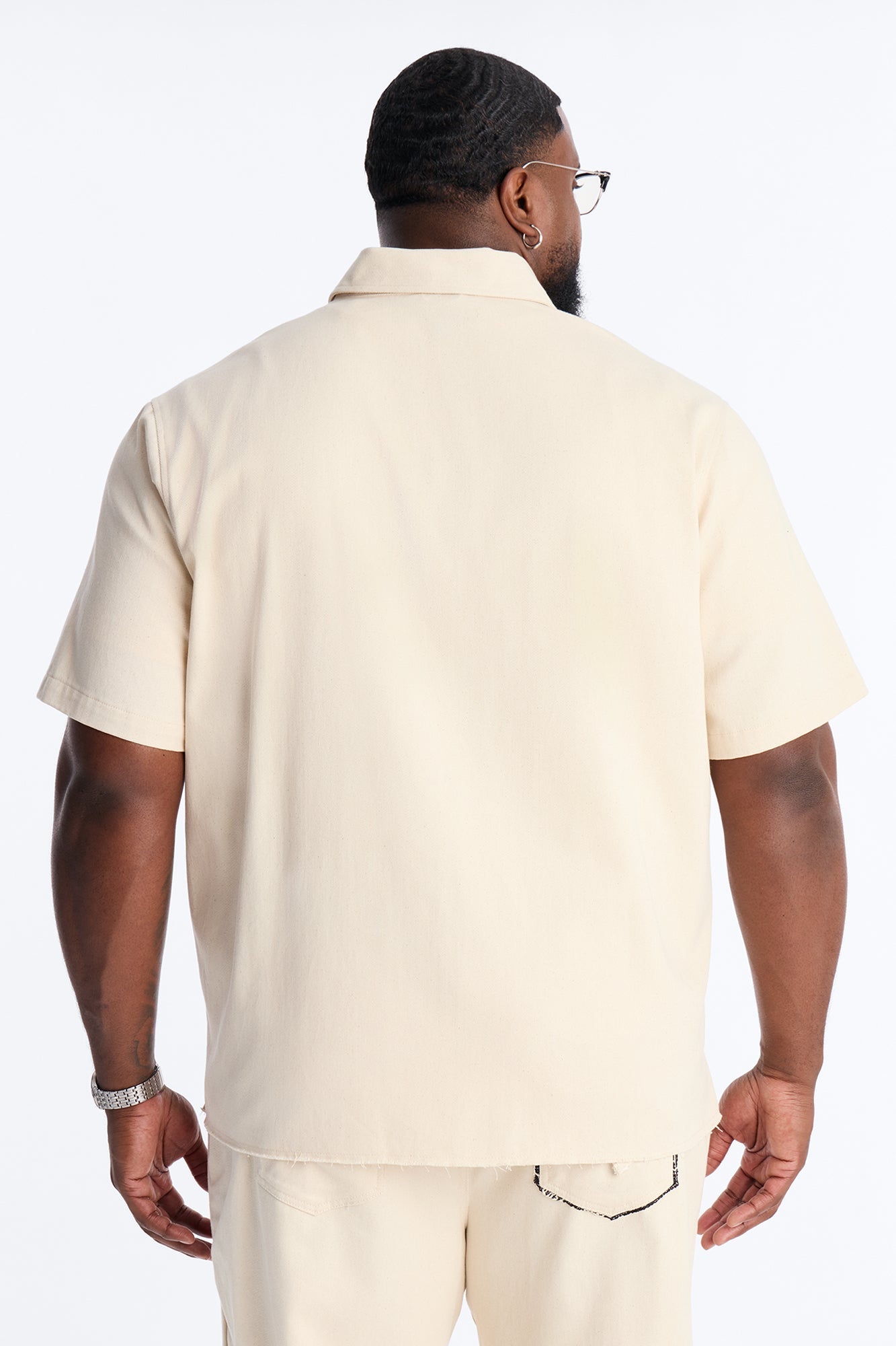 Textured Paradise Thread Zip Shirt - Cream Fashion Nova
