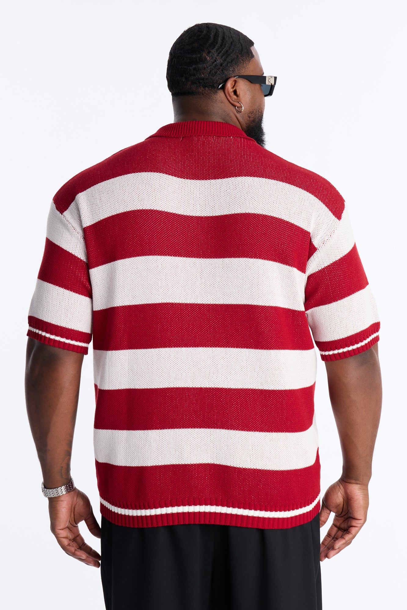 Motion Lines Short Sleeve Polo - Burgundy Fashion Nova