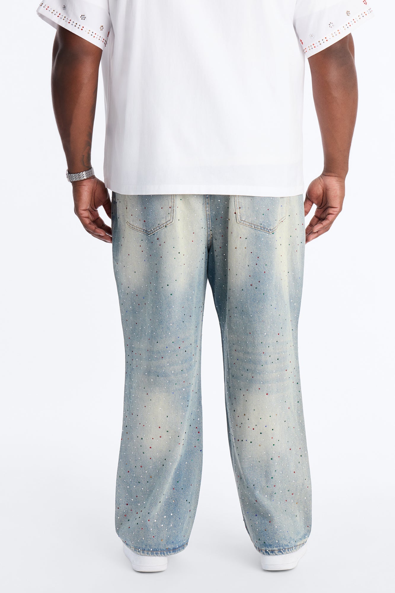 Diamond Dust Baggy Jean - Medium Blue Wash Fashion Nova