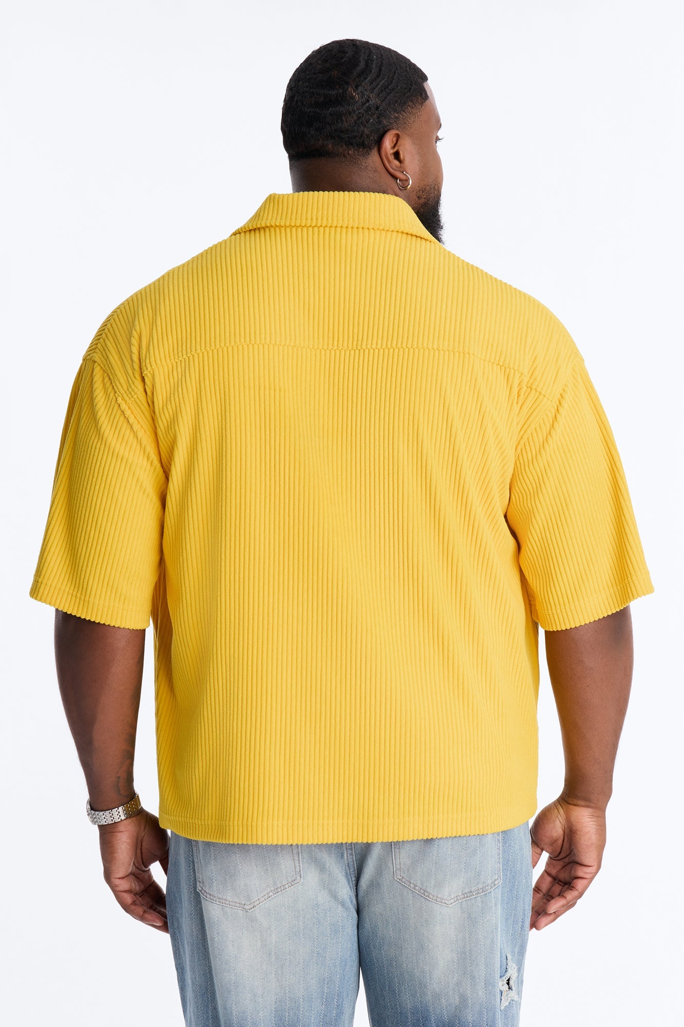 Ultra Oversized Corduroy Button Up Shirt - Yellow Fashion Nova