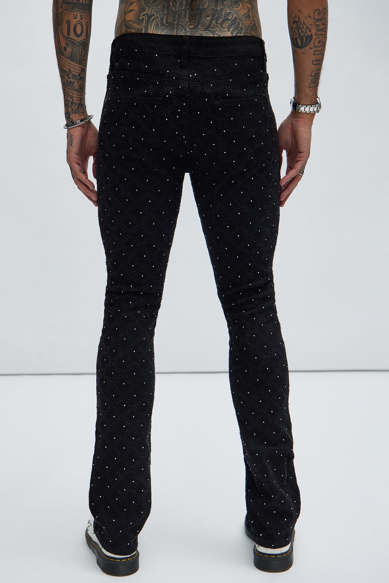 I Be Jeweled Stacked Skinny Flare Jeans - Black Fashion Nova