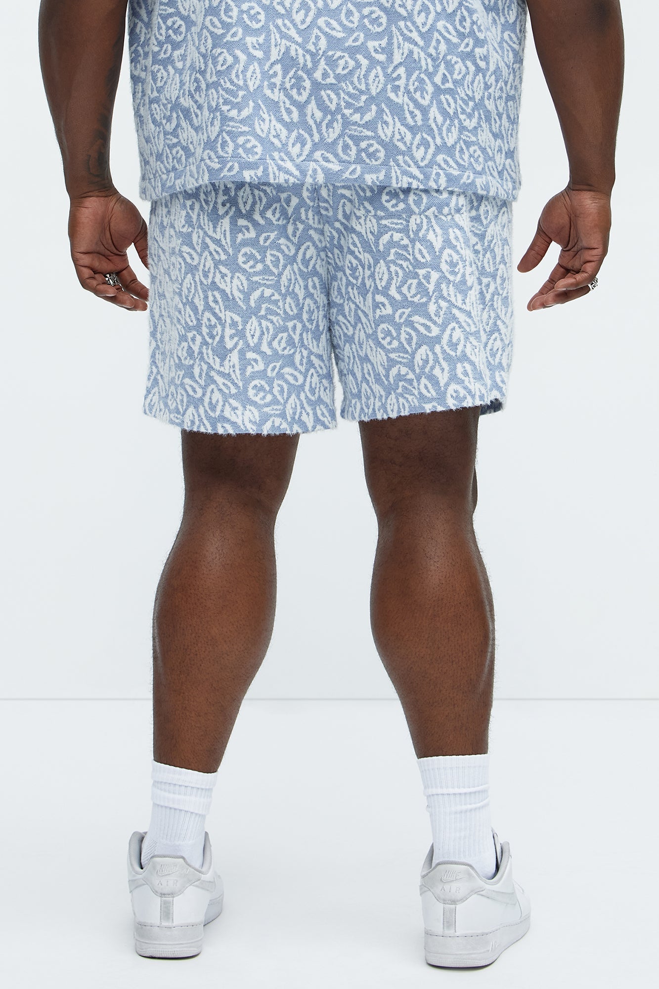 Jacquard Foliage Shorts - Blue/combo Fashion Nova