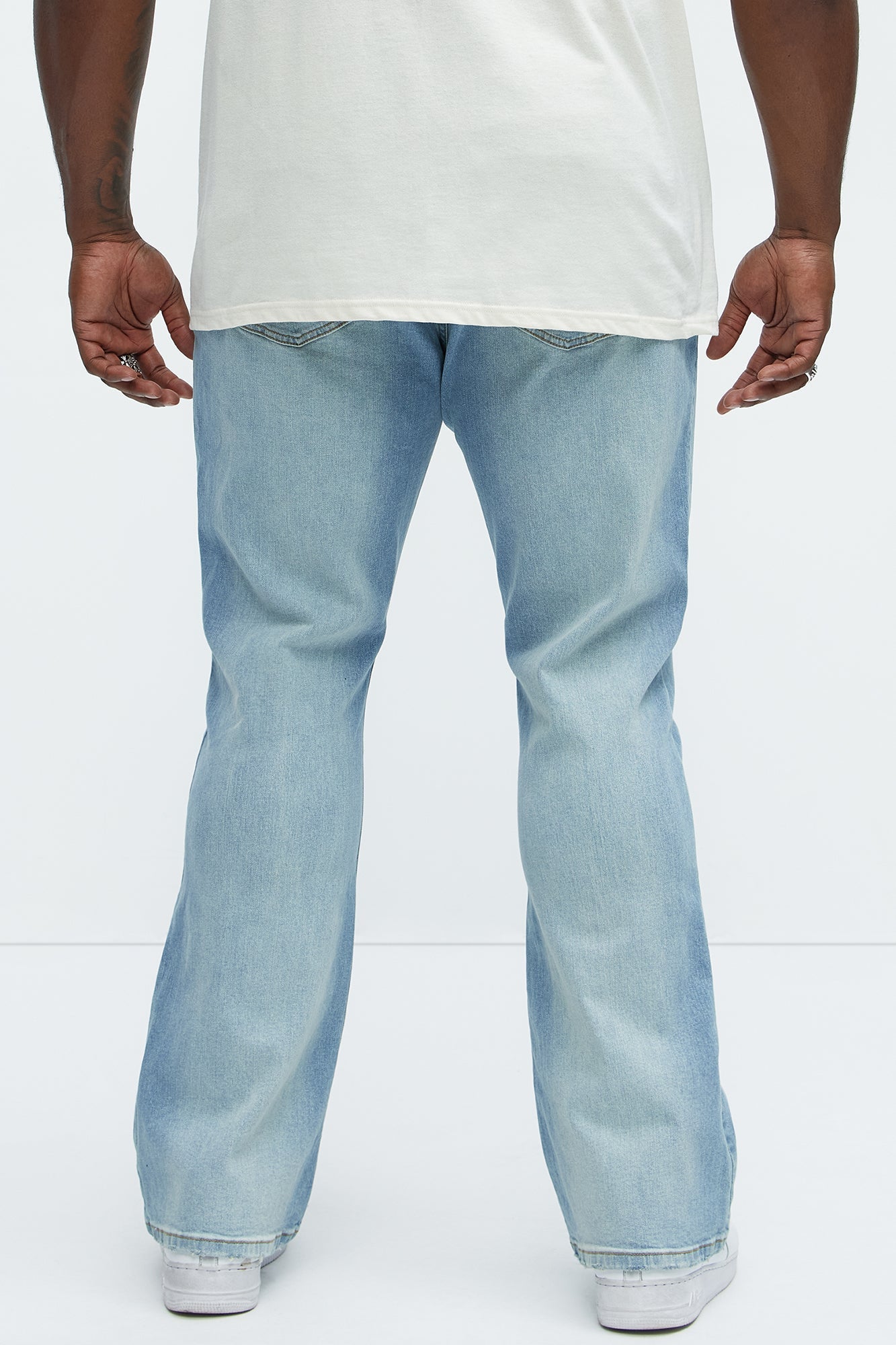 Take No L's Stacked Slim Flared Jeans - Medium Blue Wash Fashion Nova