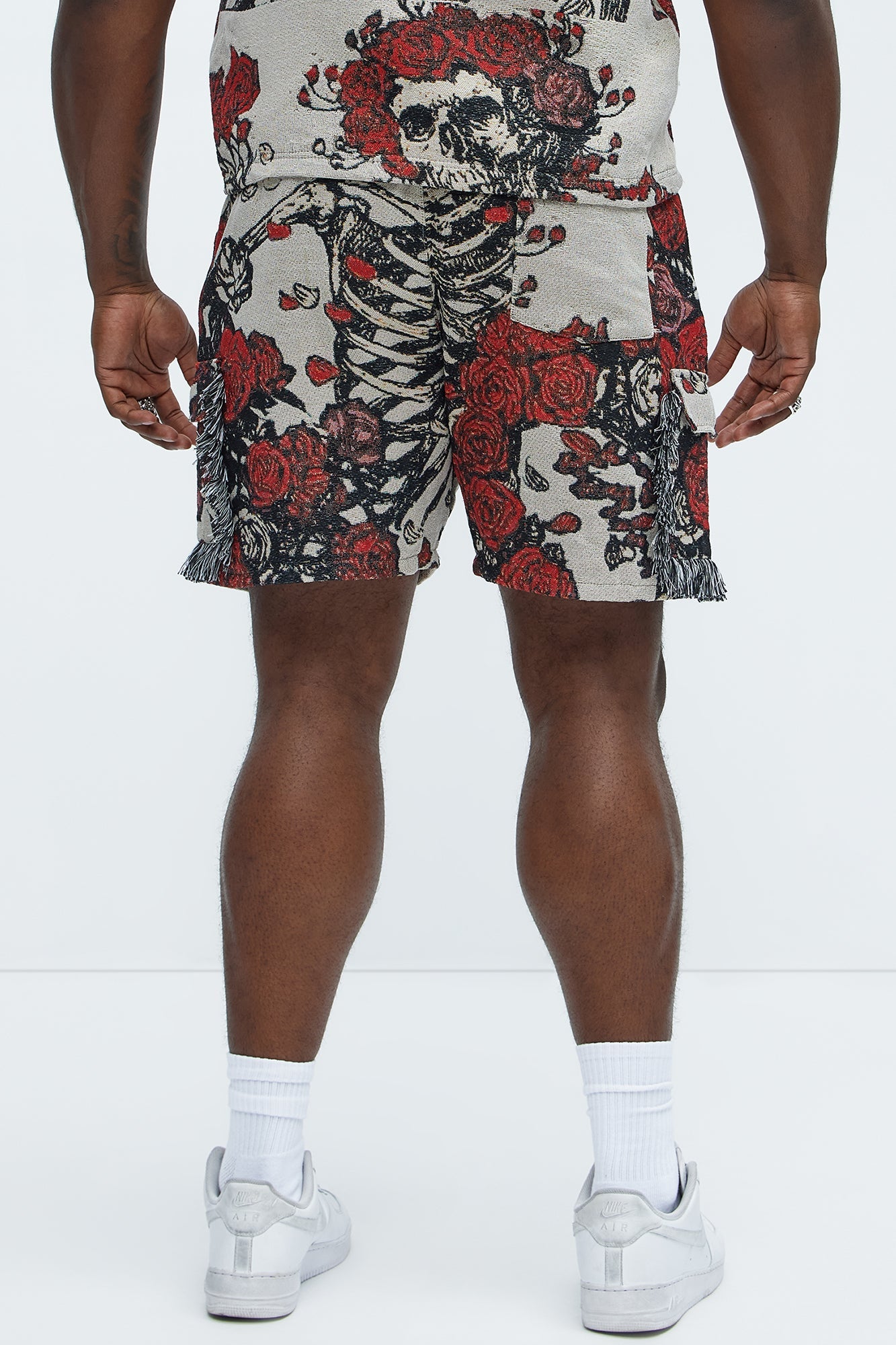 Petals Tapestry Shorts - Red/combo Fashion Nova