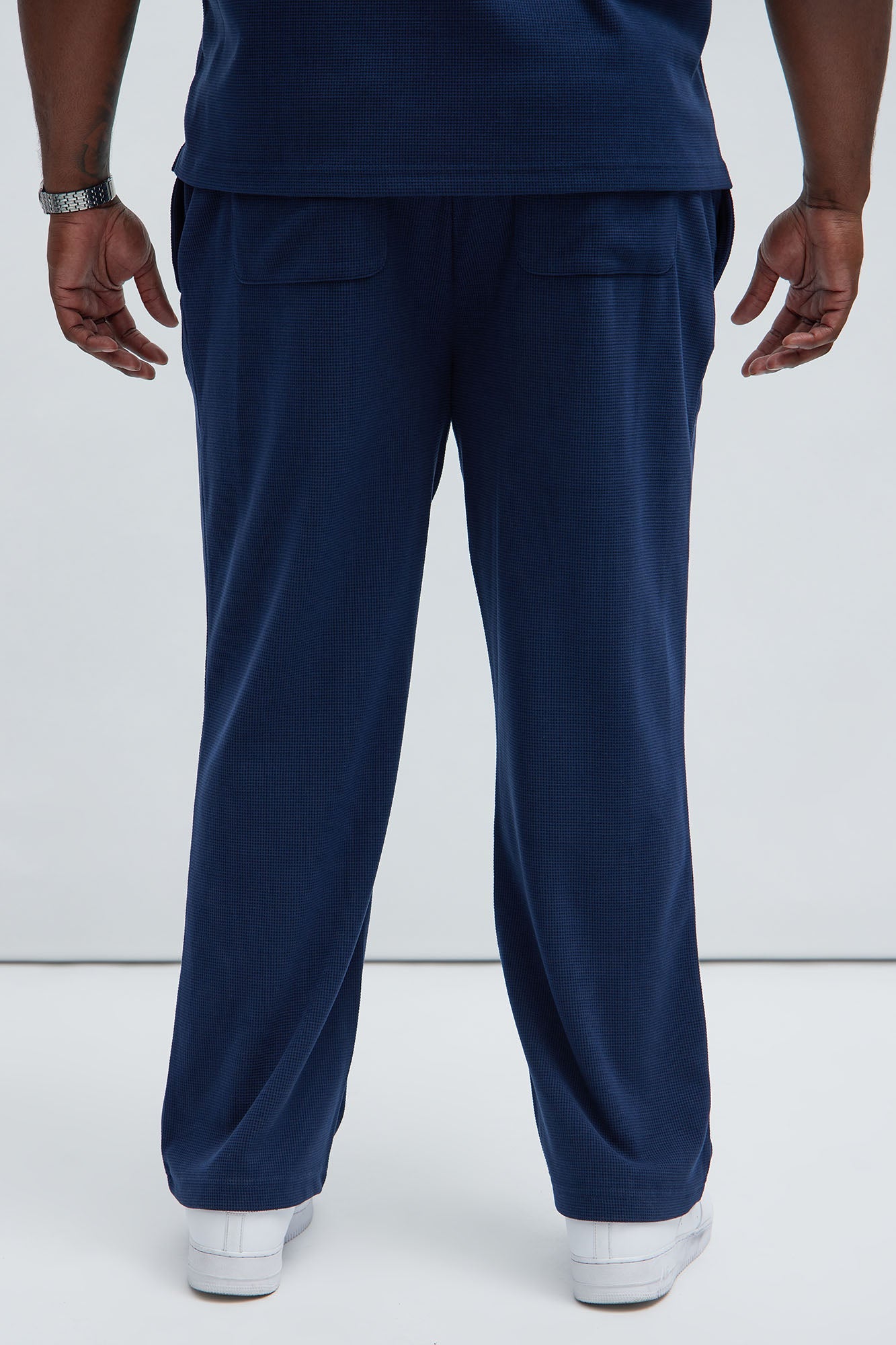 Cairo Textured Straight Pants - Navy Fashion Nova