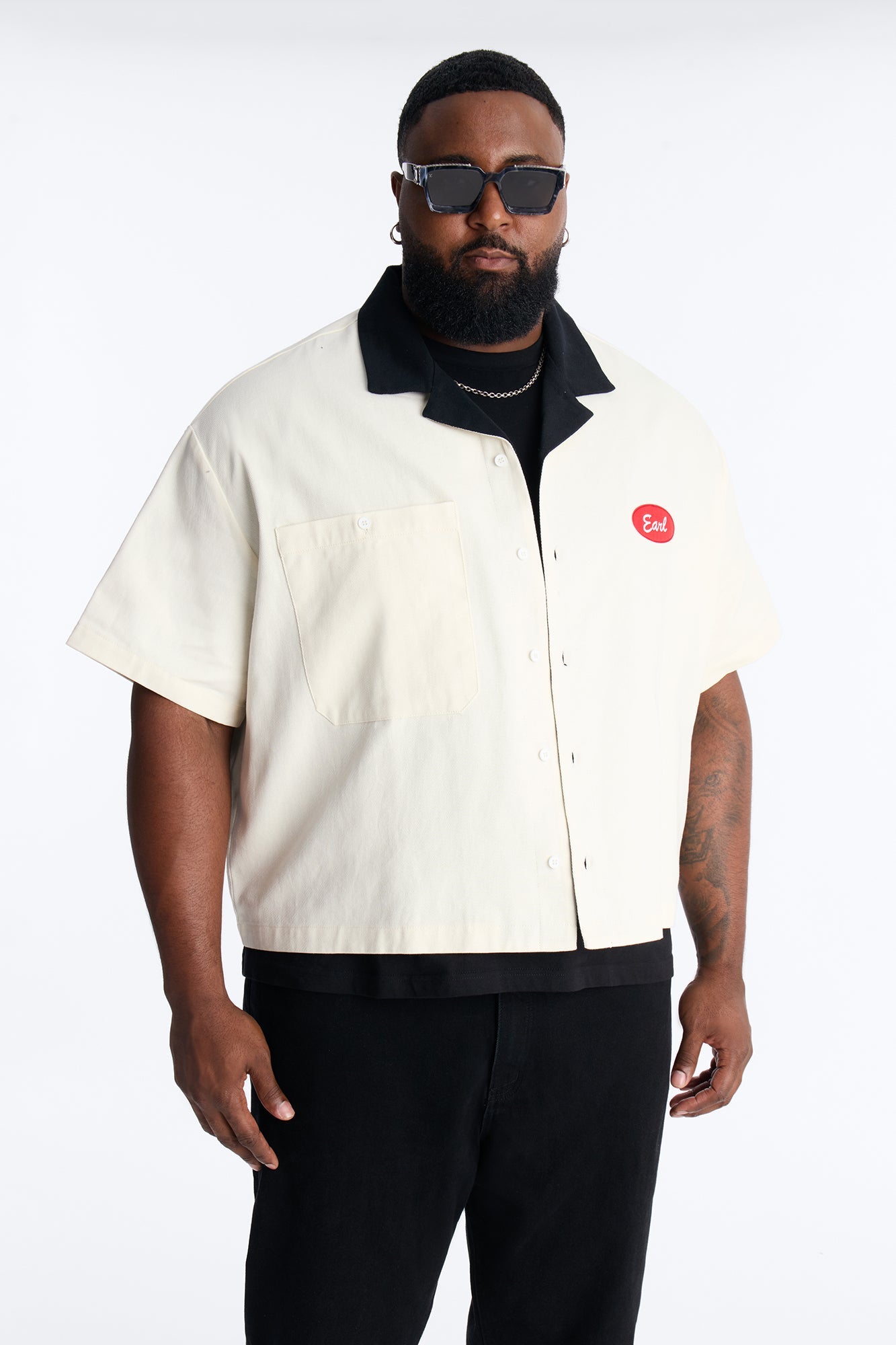 Cropped Rustpoint Mechanic Button Up Shirt - Cream Fashion Nova