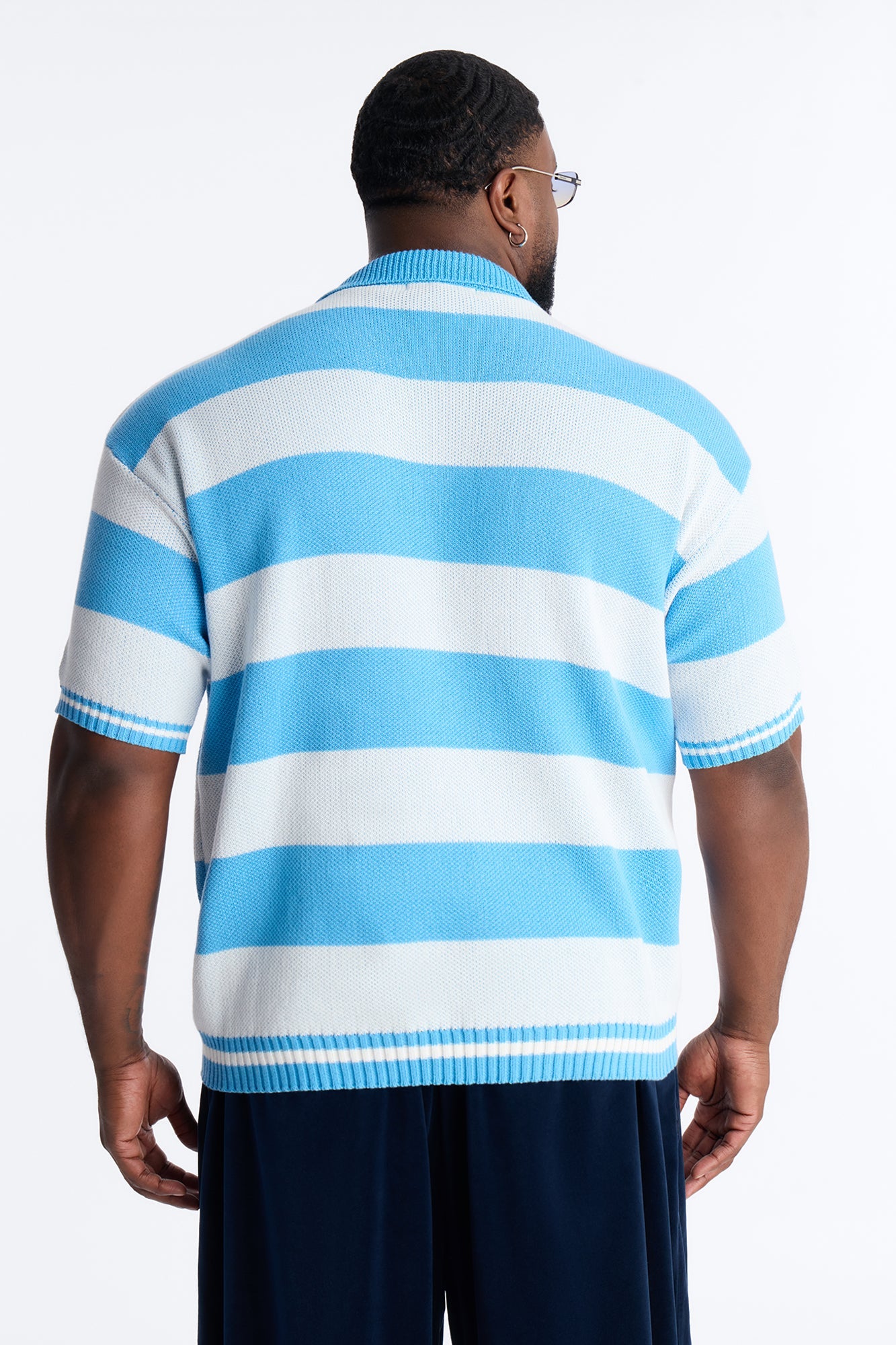 Motion Lines Short Sleeve Polo - Blue Fashion Nova
