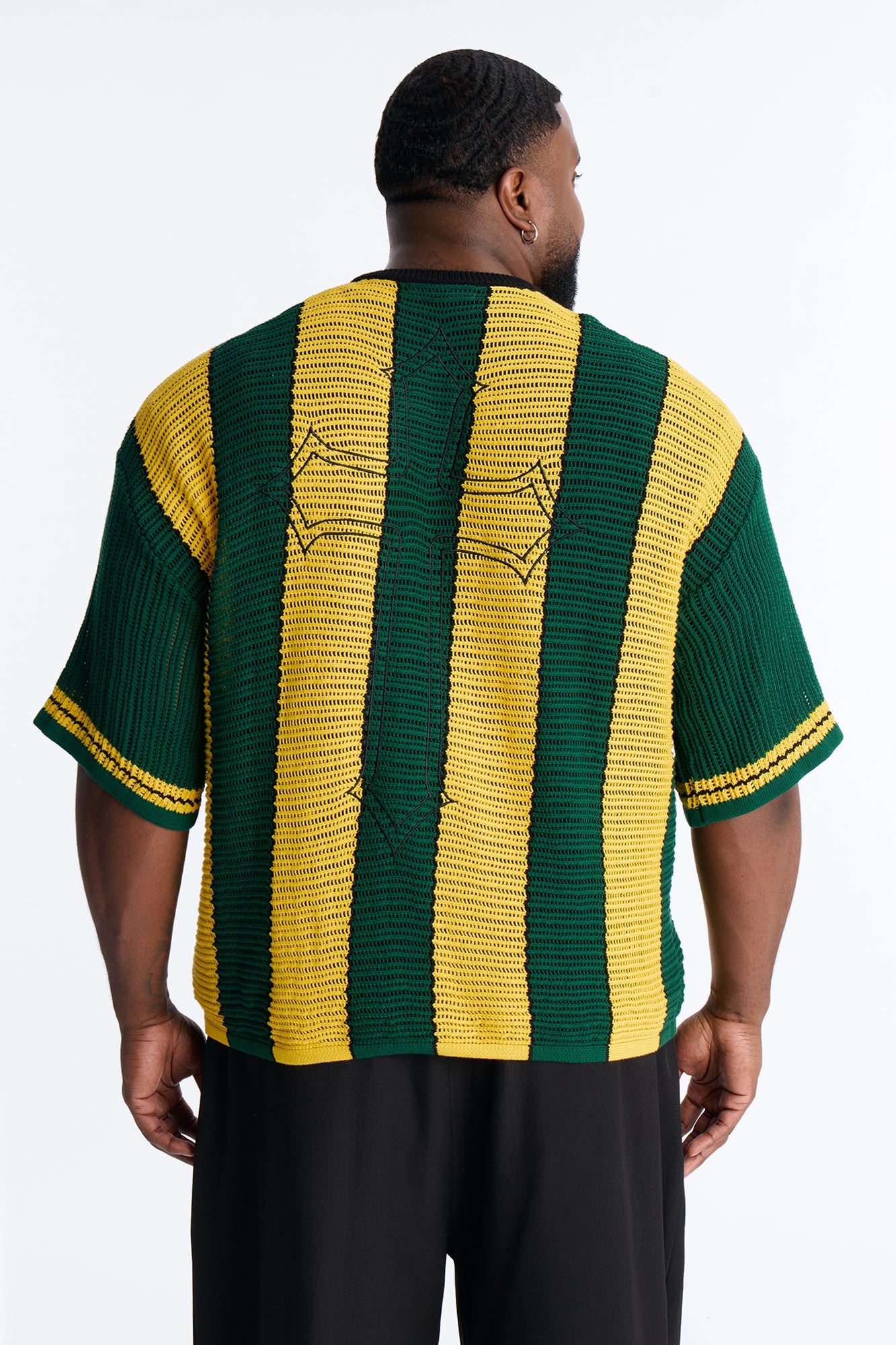 Saint 88 Cross Stripe Short Sleeve Knit Jersey - Yellow Fashion Nova